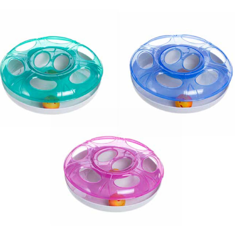 Jucarie interactiva cu minge pentru pisici Auchan, ABS, 24 x 7.6 x 5.7 cm, multicolor