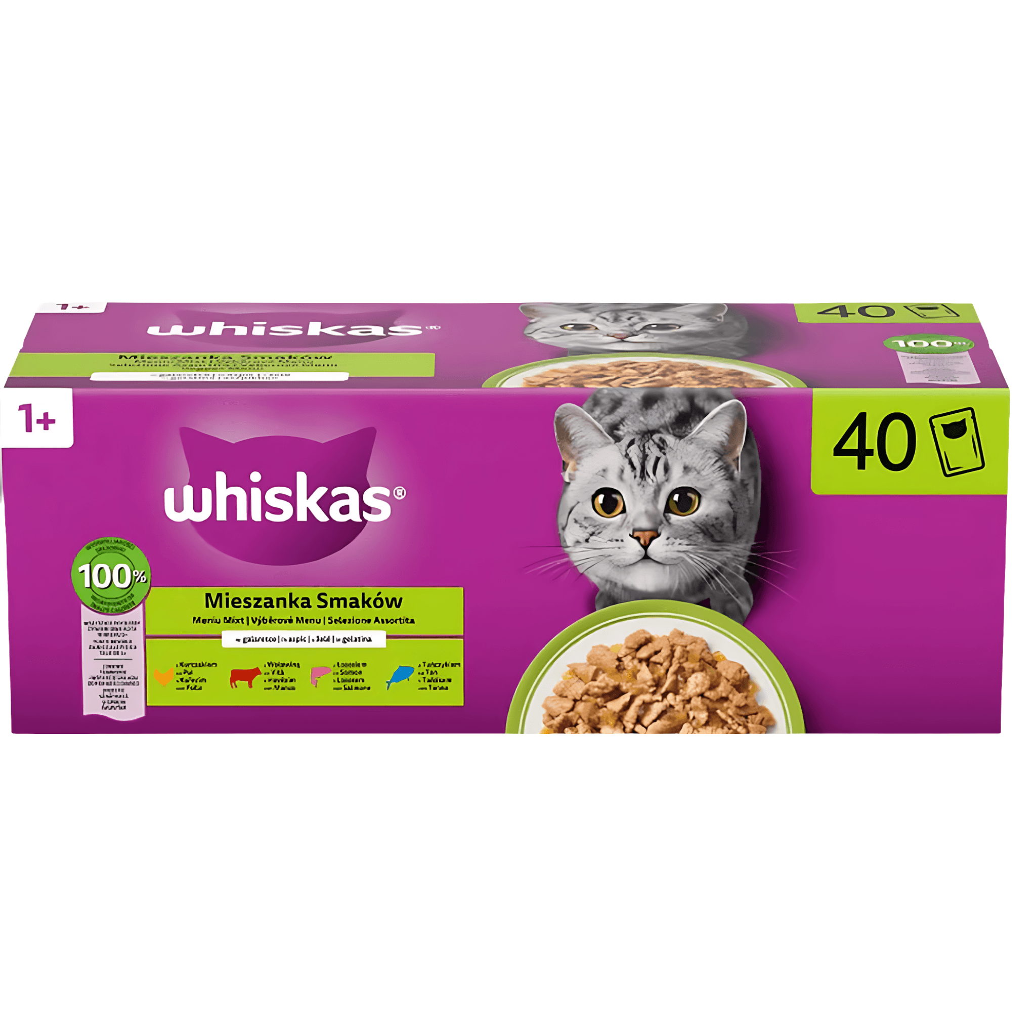 Hrana umeda pentru pisici adulte Whiskas, selectii de carne in aspic, 40 x 85 g