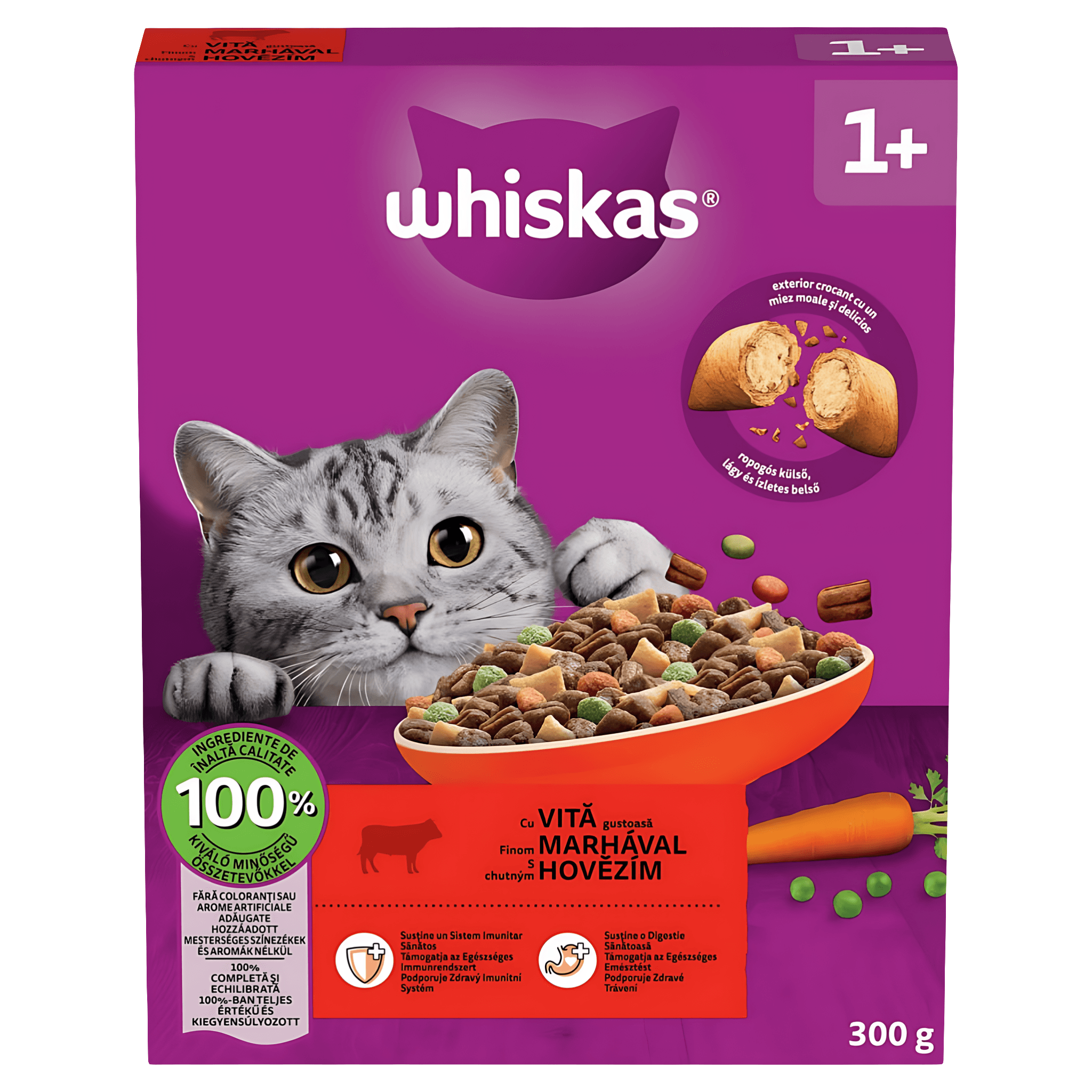 Hrana uscata pentru pisici Whiskas, vita si morcov, 300 g