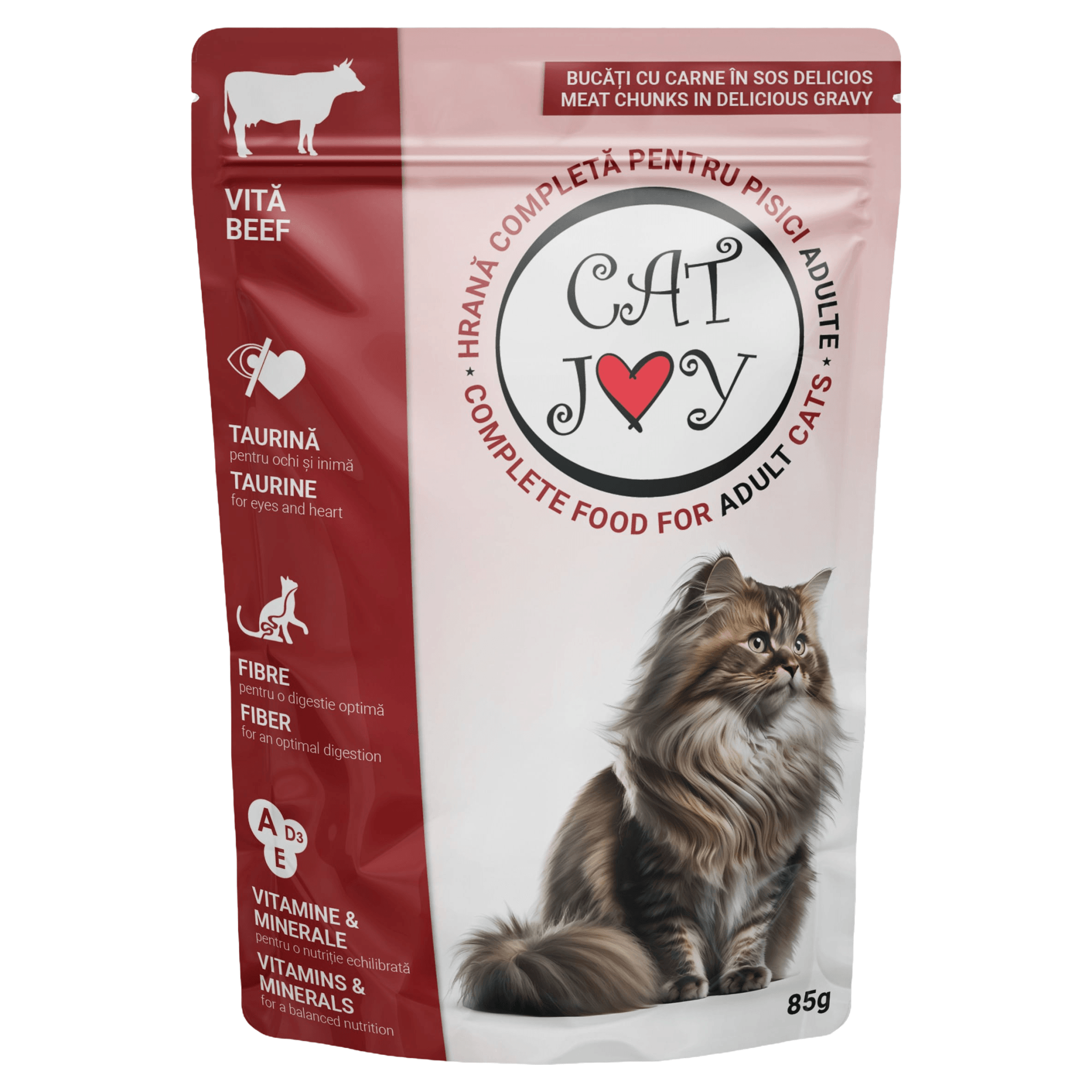 Hrana umeda pentru pisici adulte Cat Joy, vita, 85 g