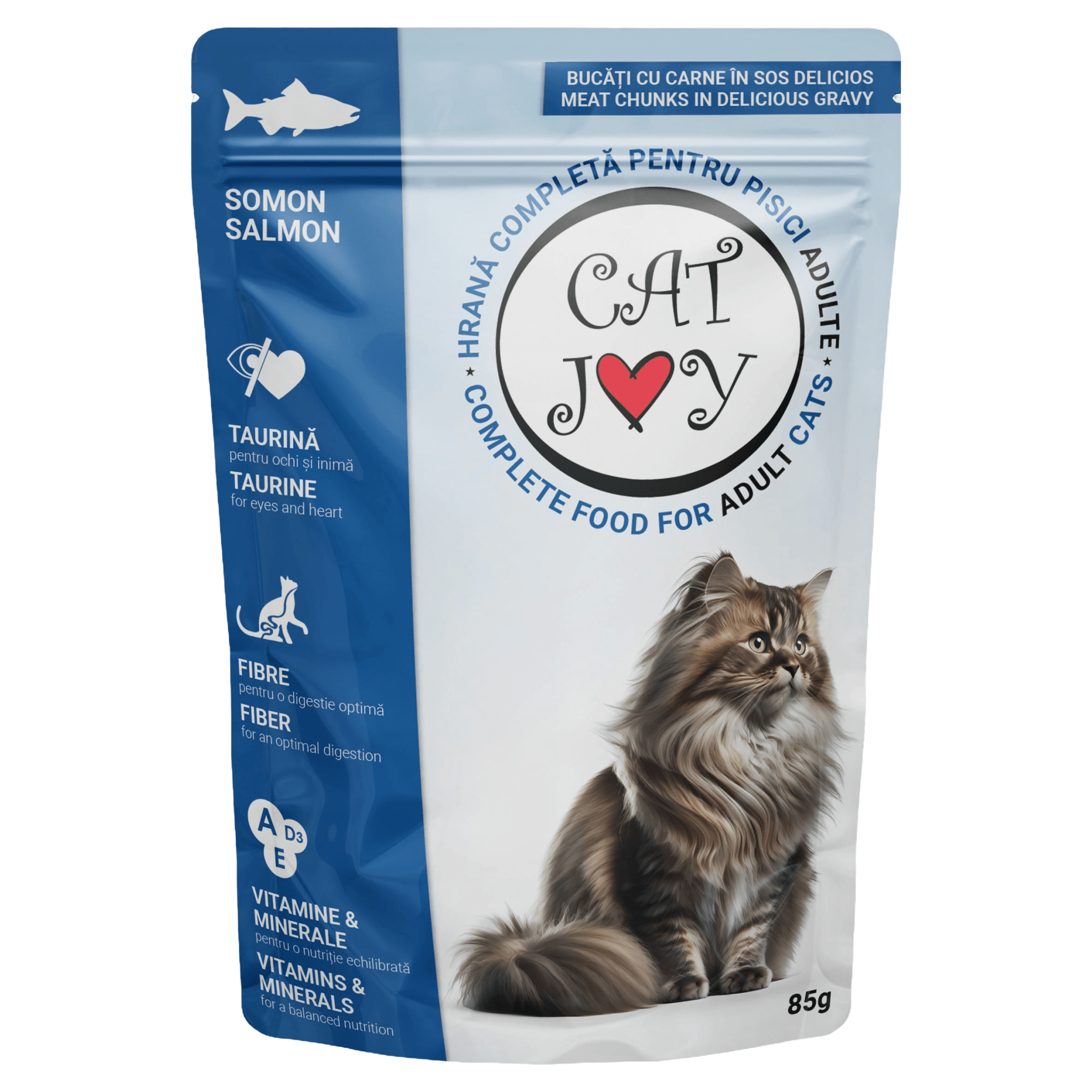 Hrana umeda pentru pisici adulte Cat Joy, somon, 85 g