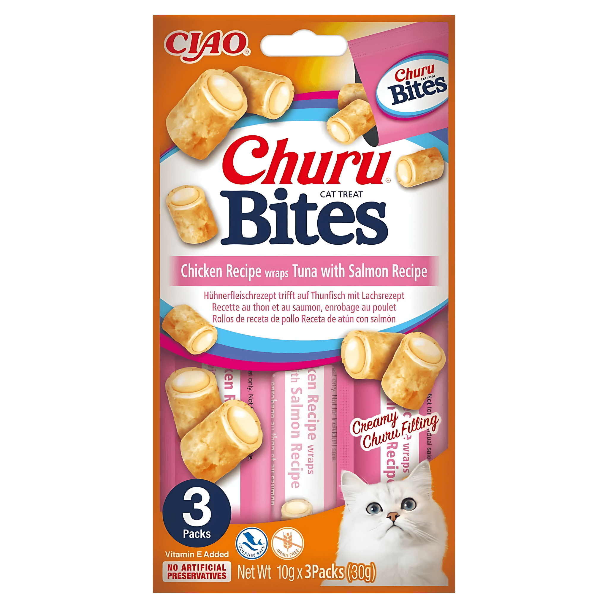Recompense pentru pisici Inaba Churu Bites, ton si somon, 30 g