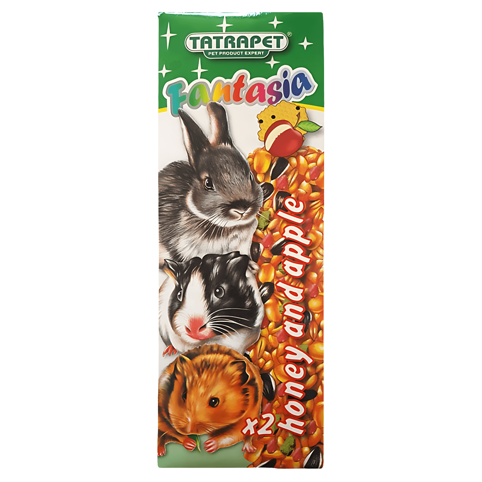 Batoane Tetrapet Fantasia, pentru rozatoare, cu miere si mar, 2 x 45g