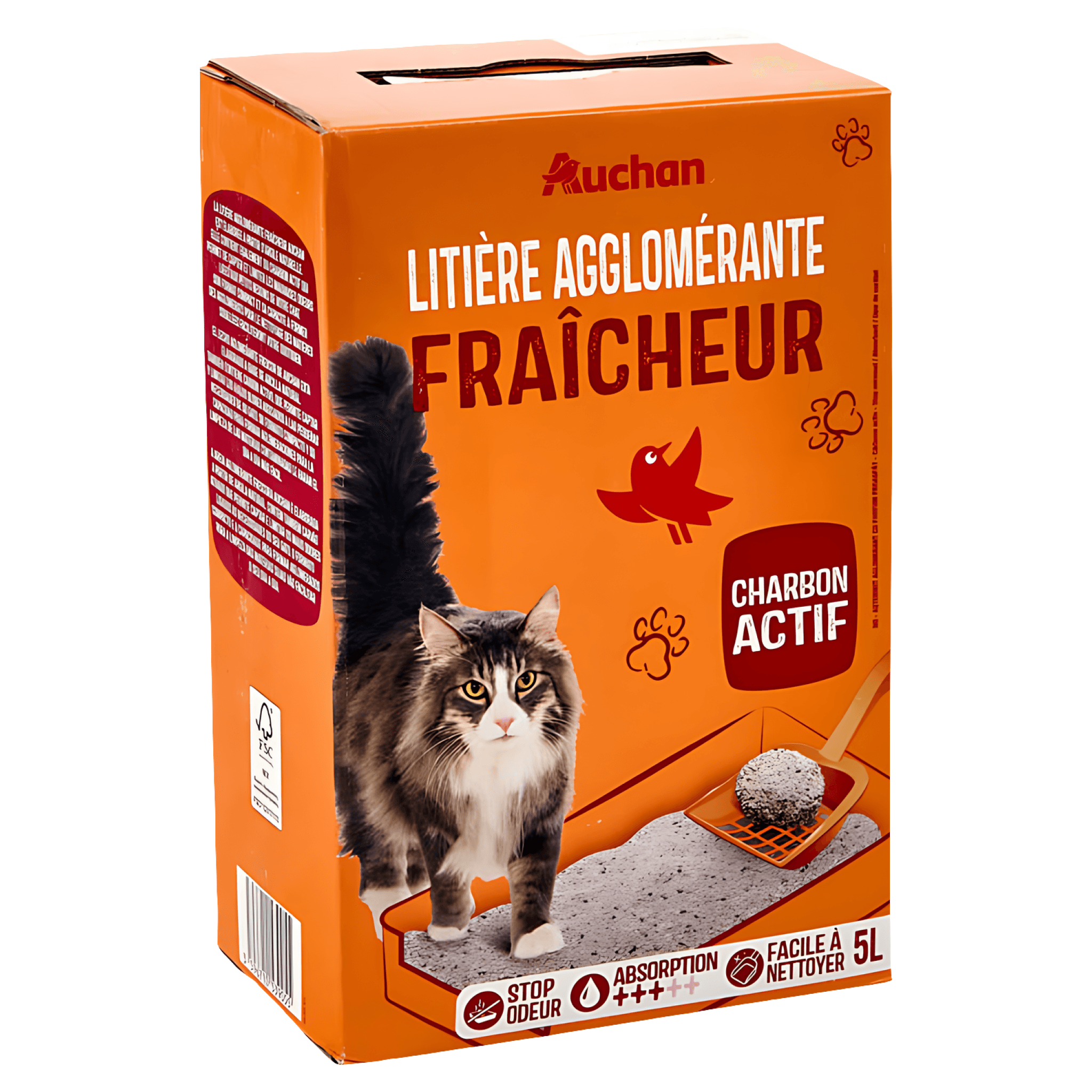 Asternut cu carbune activ pentru pisici Auchan, 5 l