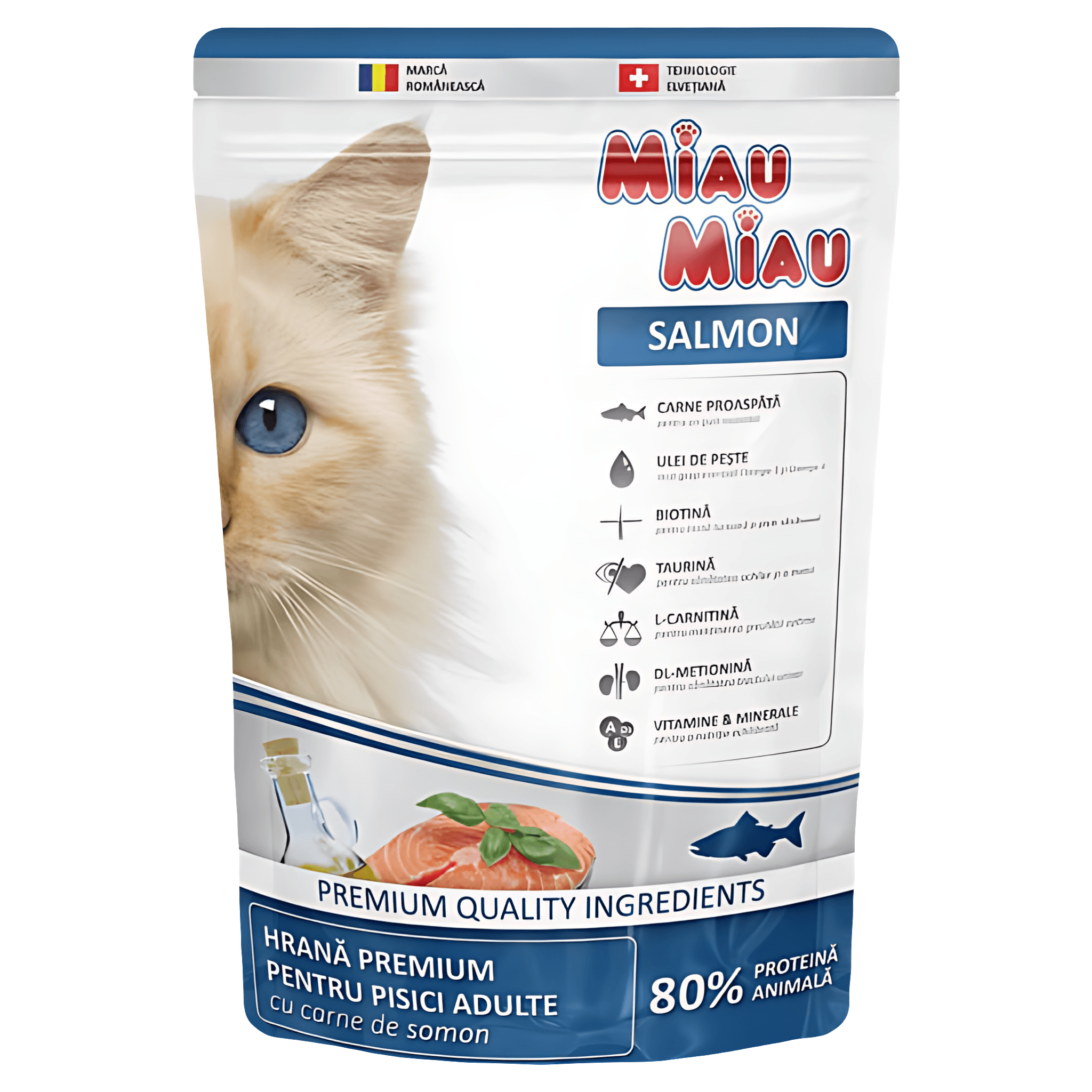 Hrana uscata pentru pisici Miau Miau, somon, 800 g