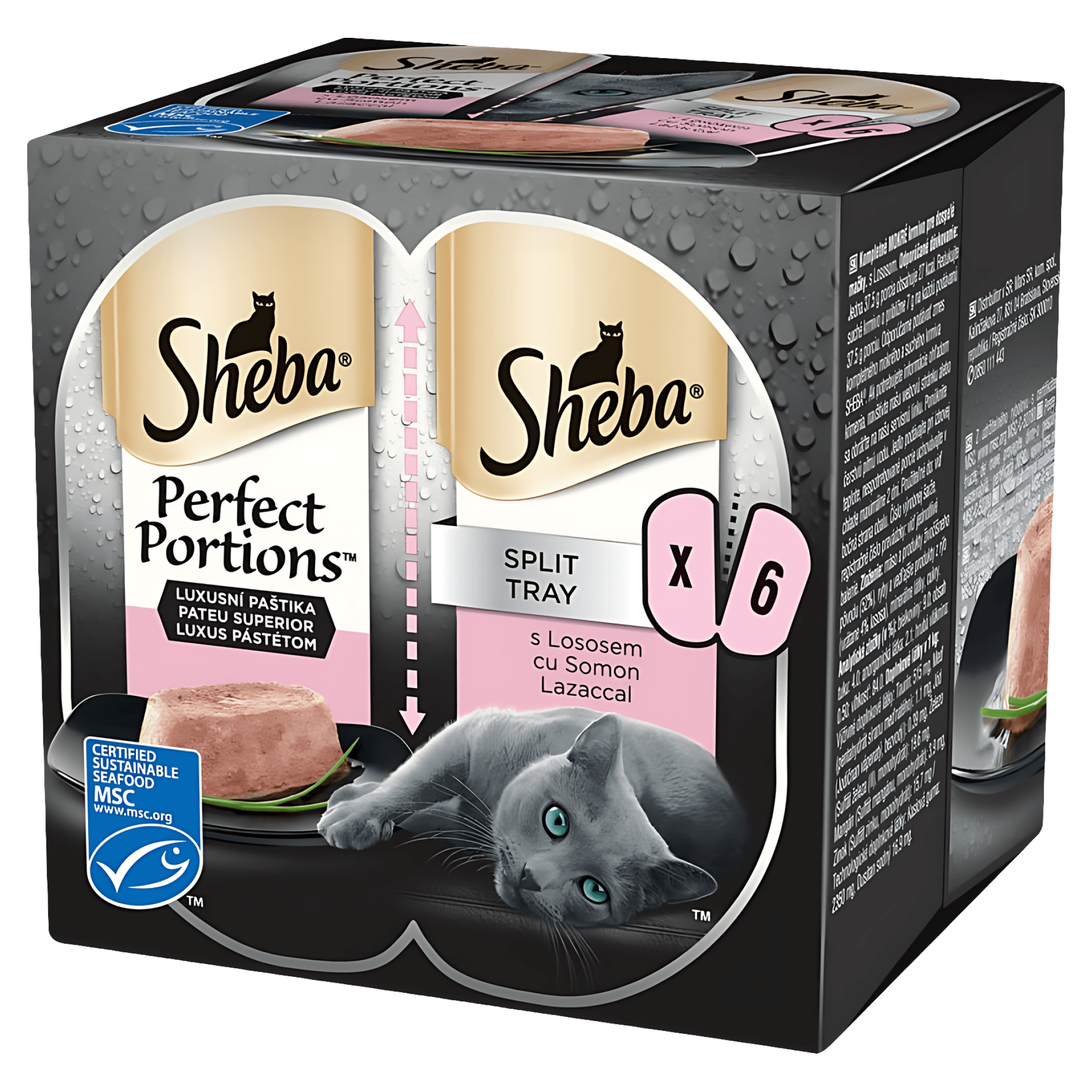Hrana umeda pentru pisici adulte Sheba Perfect Portions, somon, 6 x 37.5 g