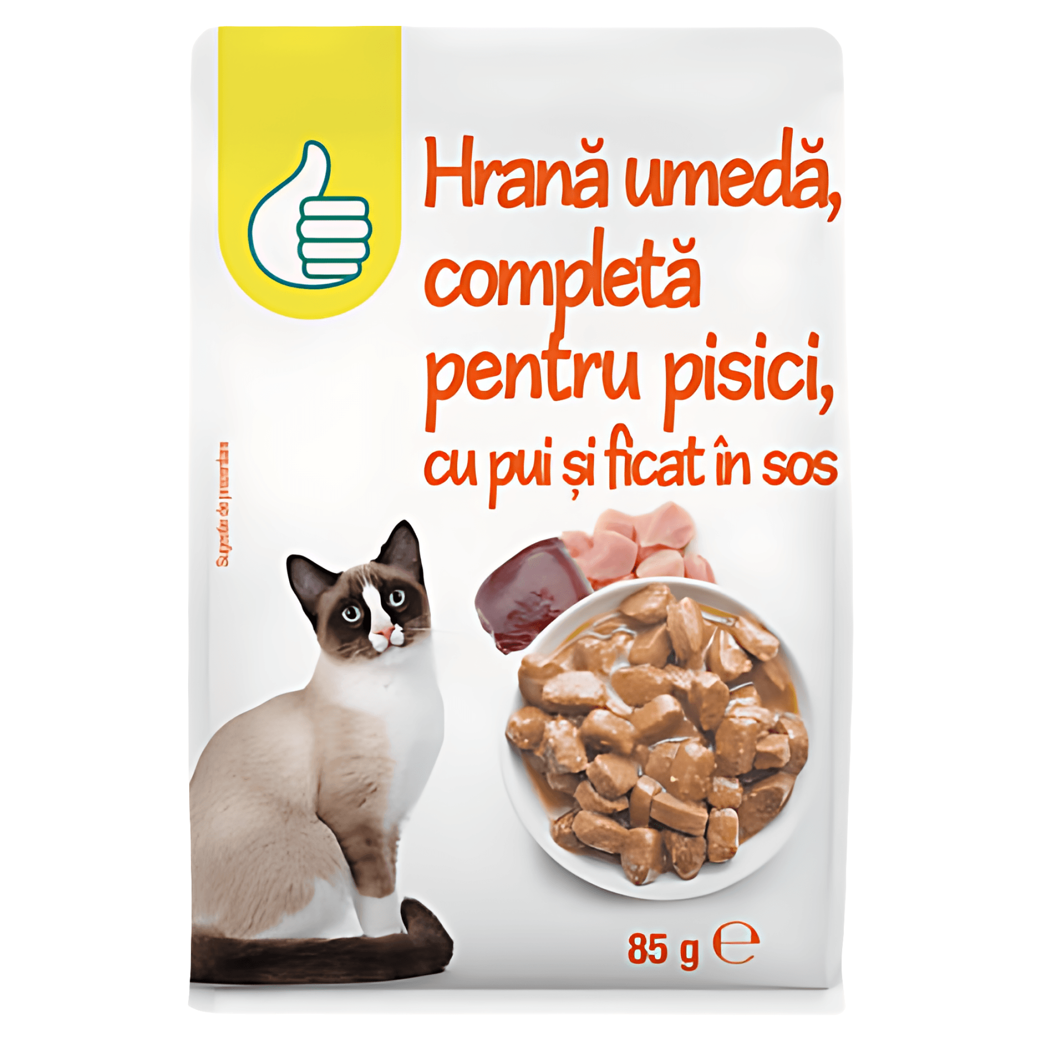 Hrana umeda pentru pisici adulte Pouce, pui si ficat in sos, 85 g