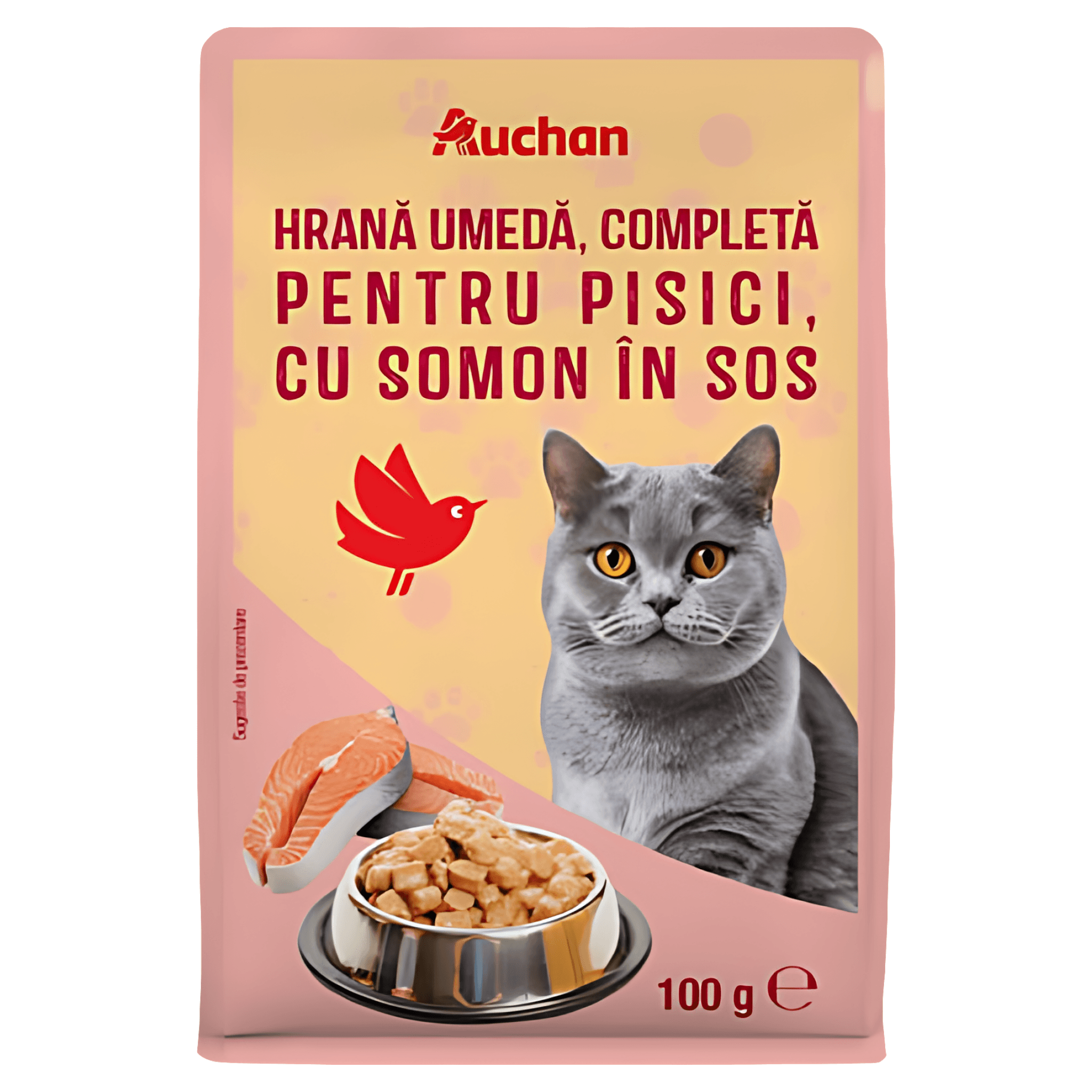 Hrana umeda pentru pisici adulte Auchan, somon in sos, 100 g