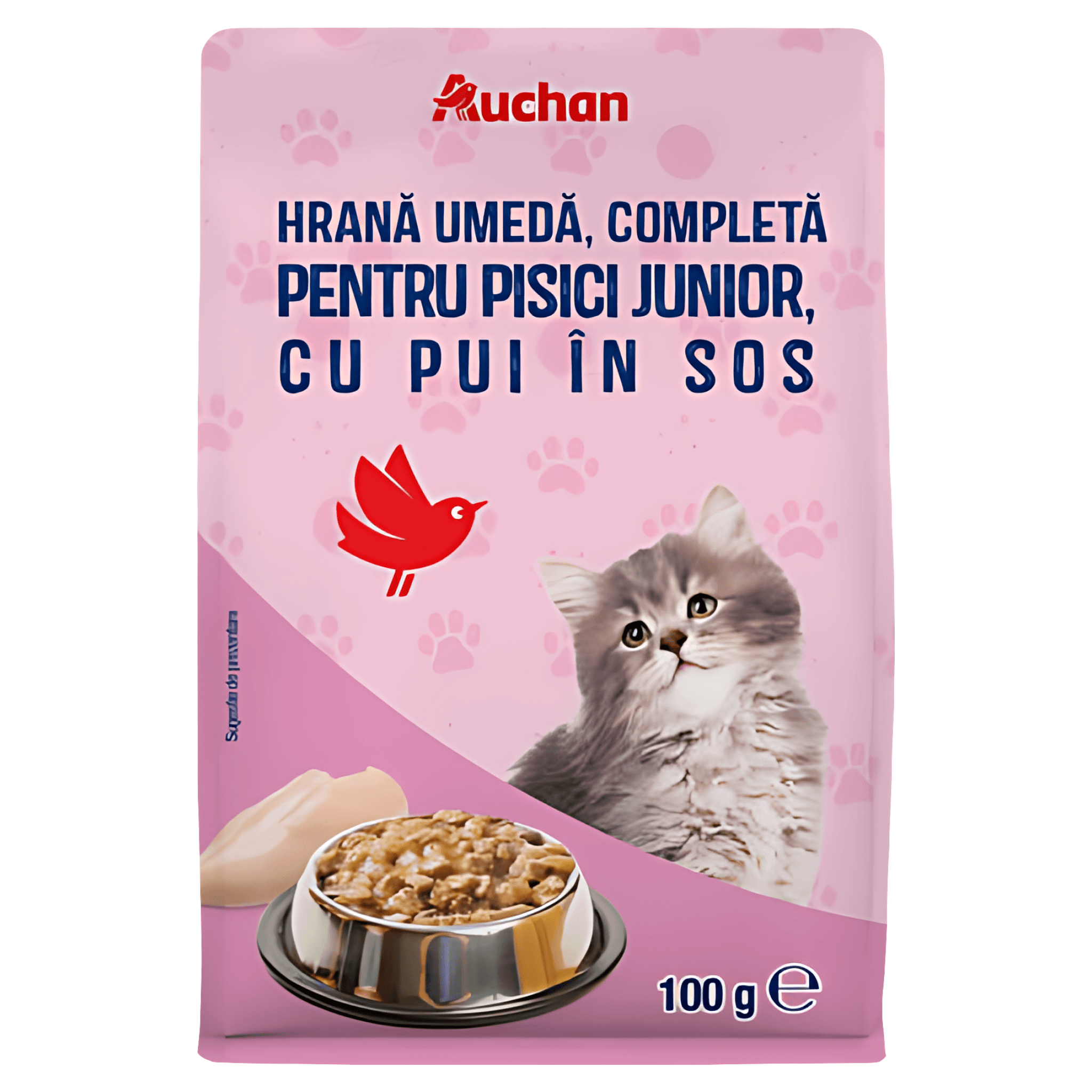 Hrana umeda pentru pisici junioare Auchan, pui in sos, 100 g