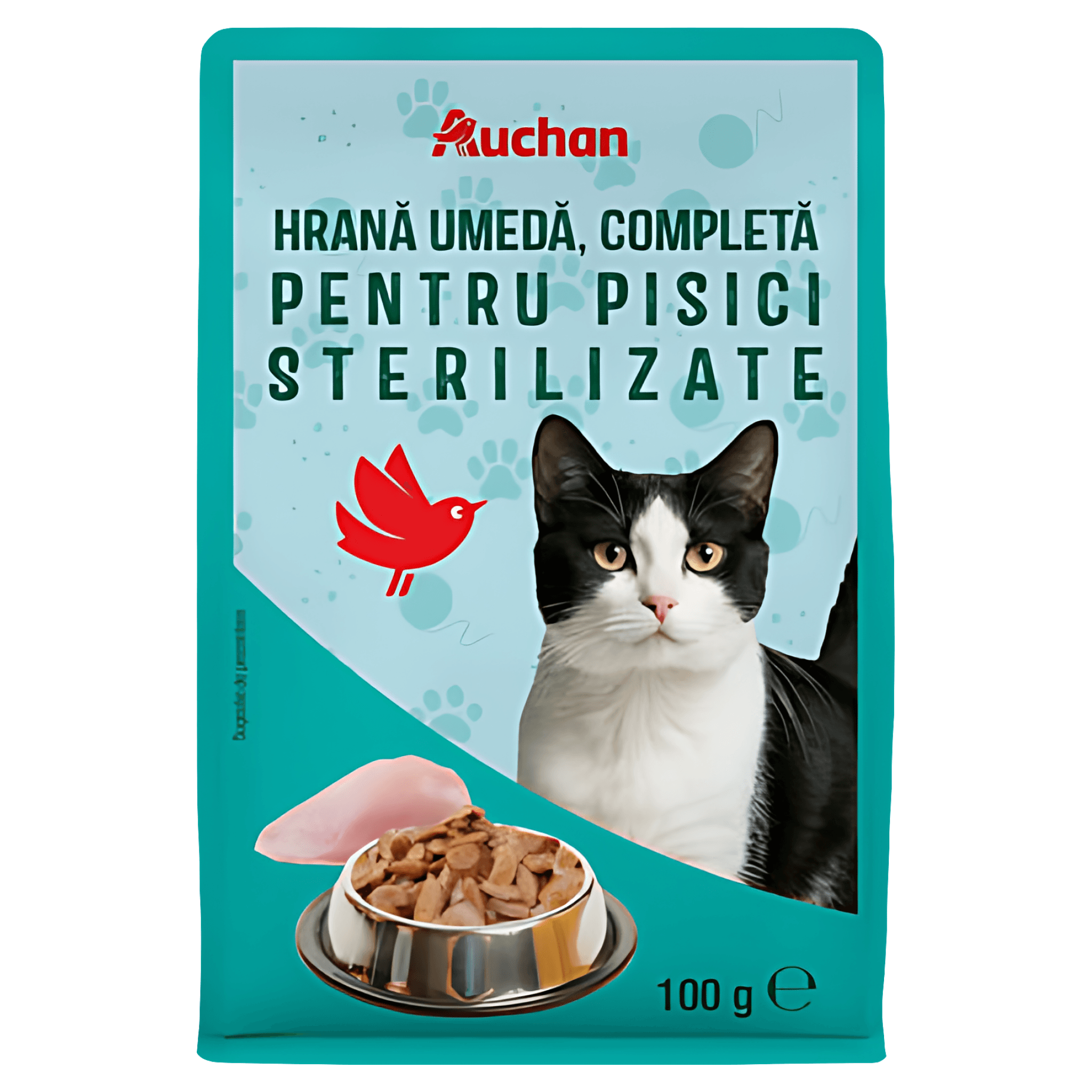 Hrana umeda pentru pisici sterilizate Auchan, pui, 100 g