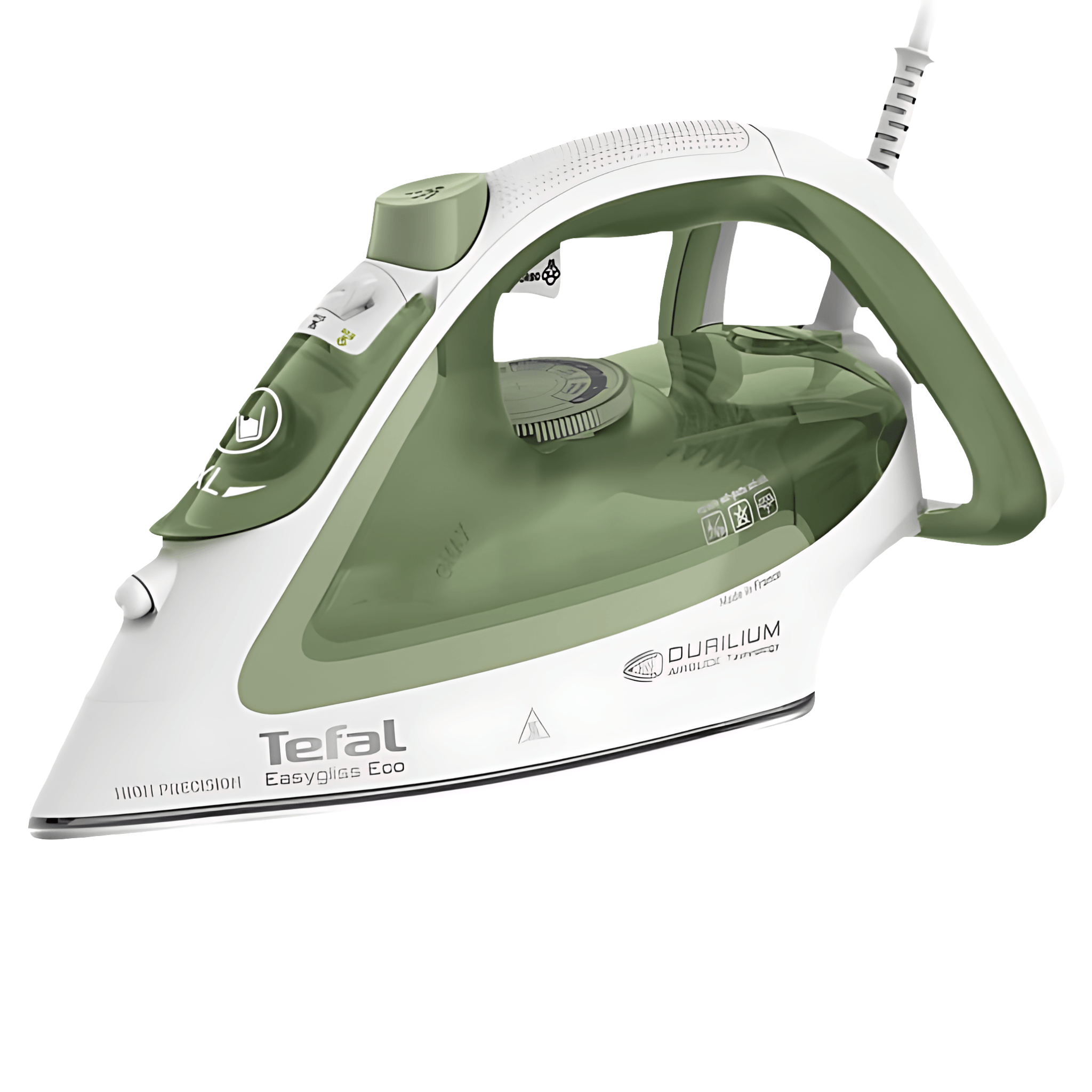 Fier de calcat Tefal FV5781E1, 2800W, abur variabil 50 g/min, talpa Durilium Airglide, mod Eco, verde