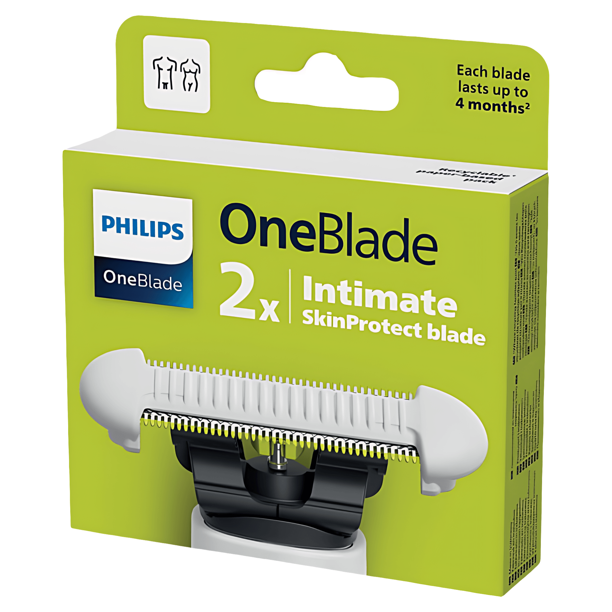Rezerve aparat de ras Philips OneBlade Intimate QP229/52, compatibile cu aparatele OneBlade, 2 bucati
