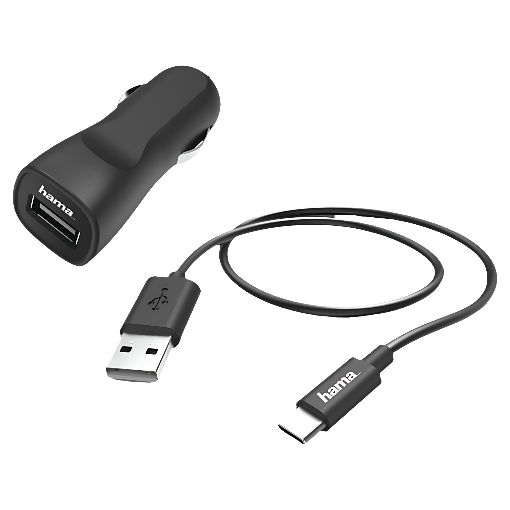 Set Incarcator auto Hama, USB-C, 2.4A, culoare negru