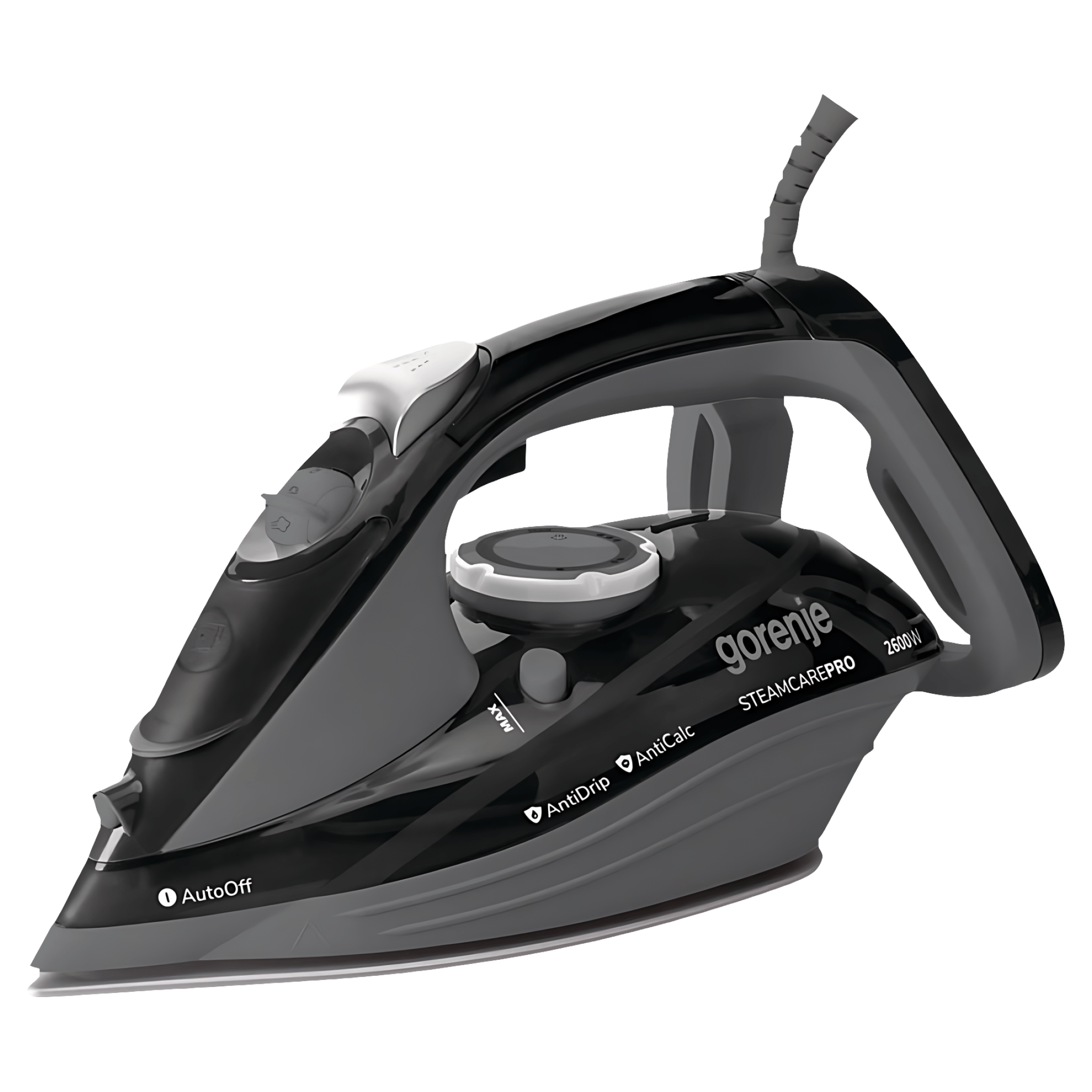 Fier de calcat Gorenje SIH2600BKG, 2600W, talpa ceramica, 0.35 l, abur 95 g/min, negru