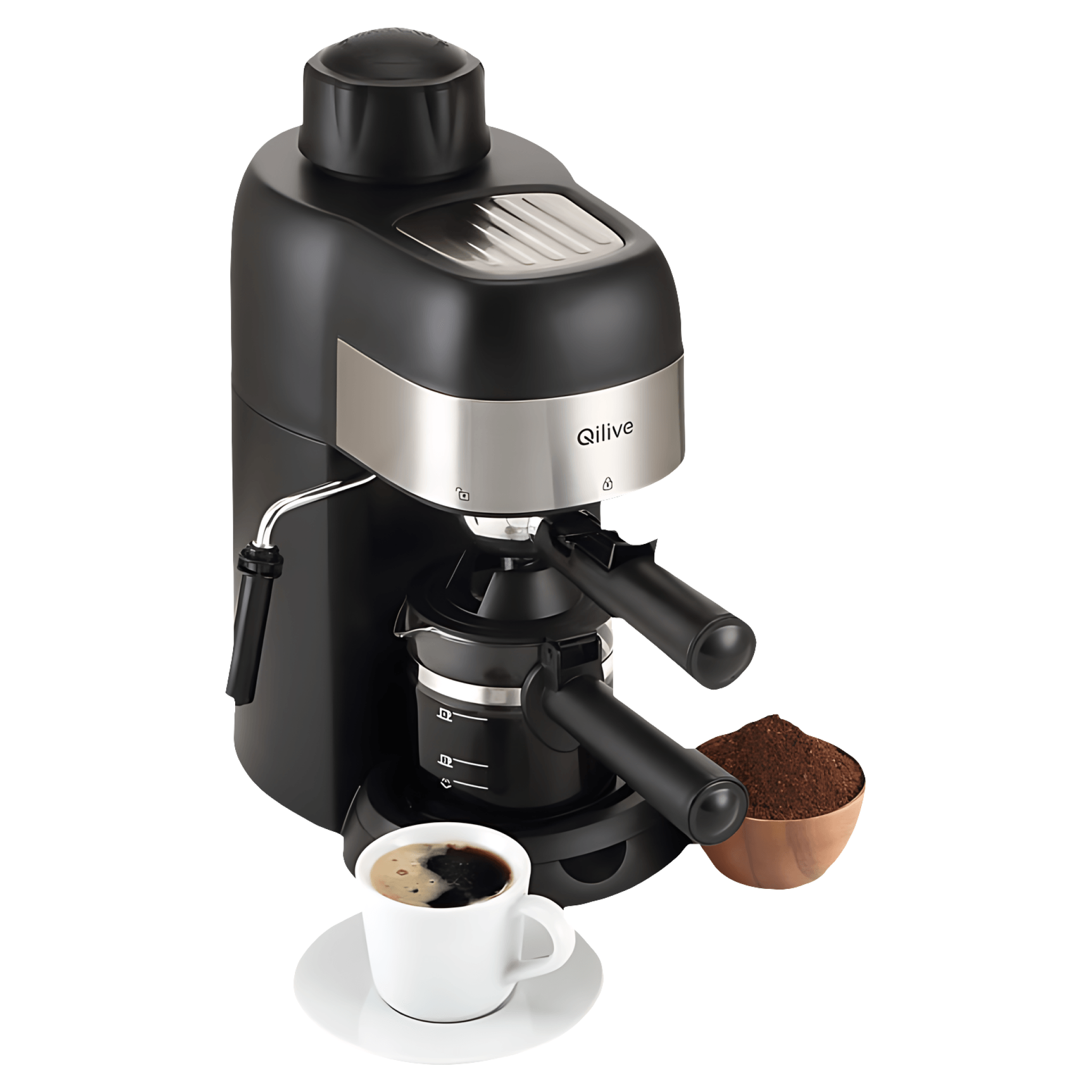 Espressor manual Qilive Q.5351, 800W, capacitate 240 ml, 3.5 bari, oprire automata, negru