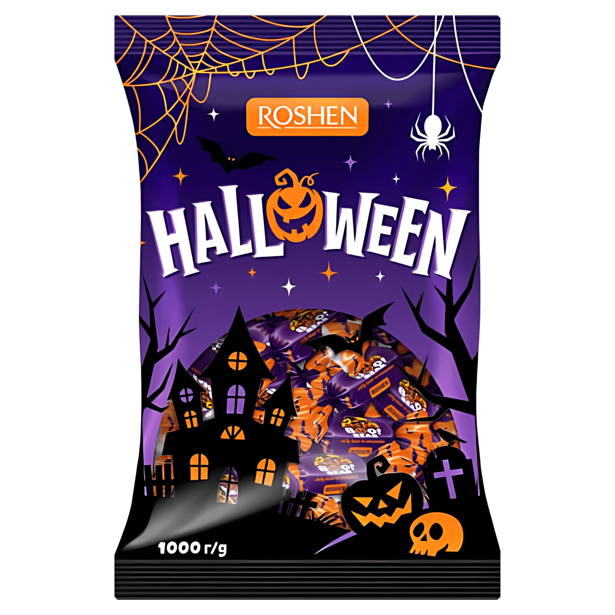 Bomboane glazurate cu jeleu cu aroma de mango si placinta de dovleac Roshen Boo!Bear Halloween, 1 kg