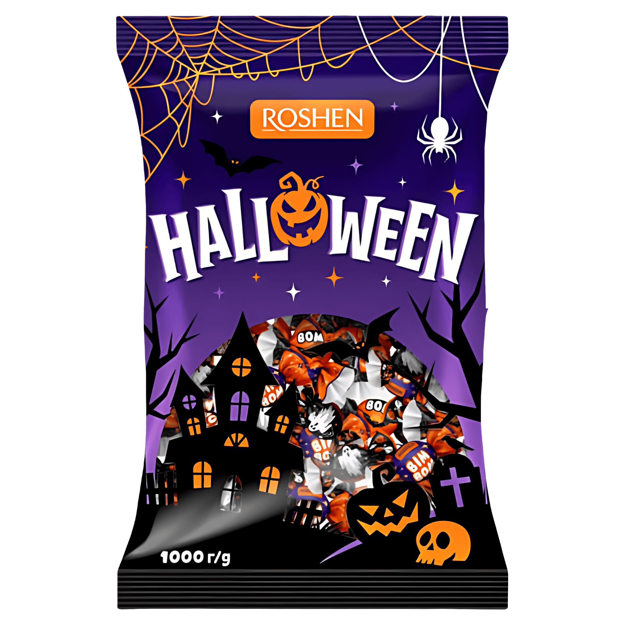 Dropsuri cu umplutura cu aroma de fructe de padure Roshen Bim-Bom Halloween, 1 kg