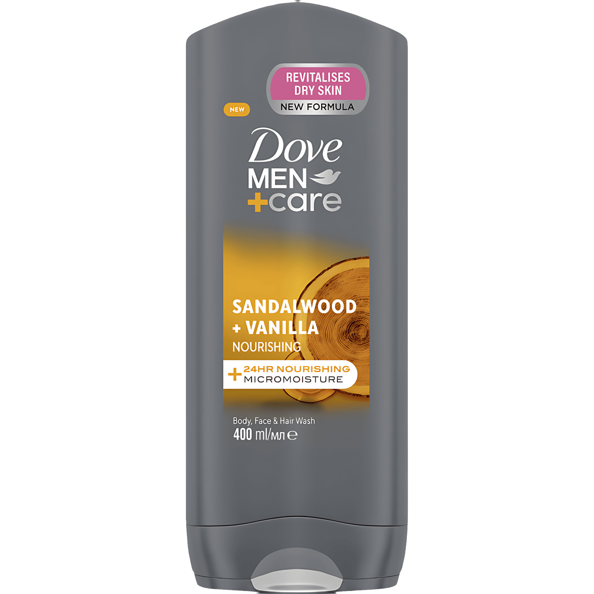 Gel de dus Dove Men + Care Sandalwood + Vanilla, 400 ml