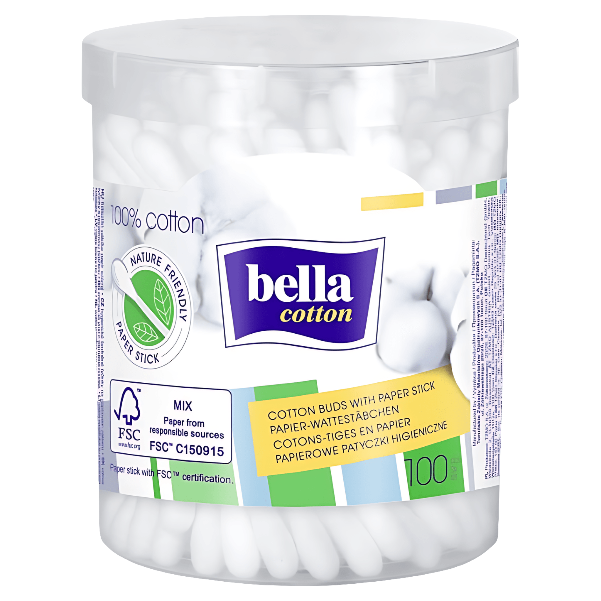 Betisoare de urechi din hartie Bella Cotton, 100 bucati