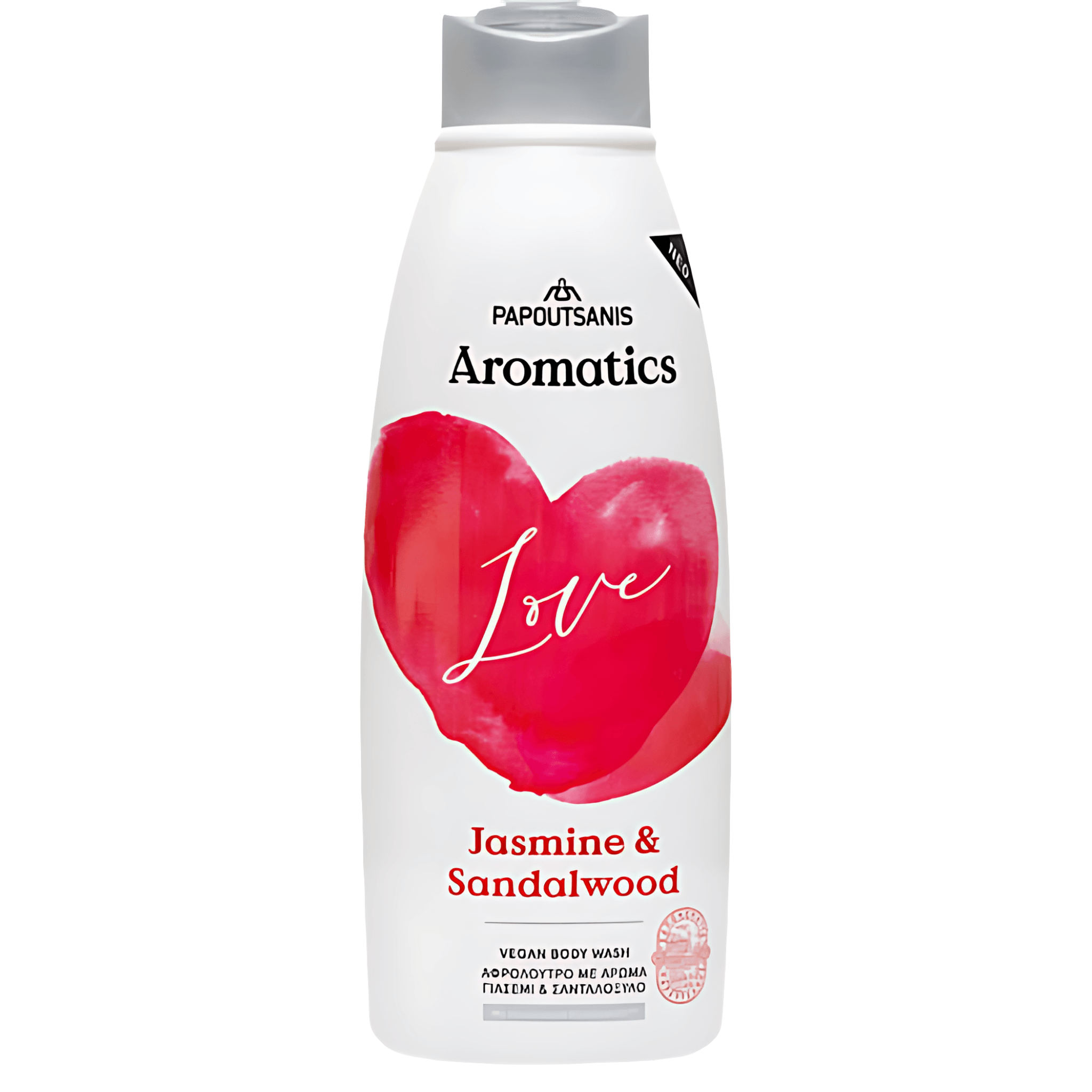 Gel de dus Papoutsanis Aromatics Love, iasomie si lemn de santal, 600 ml