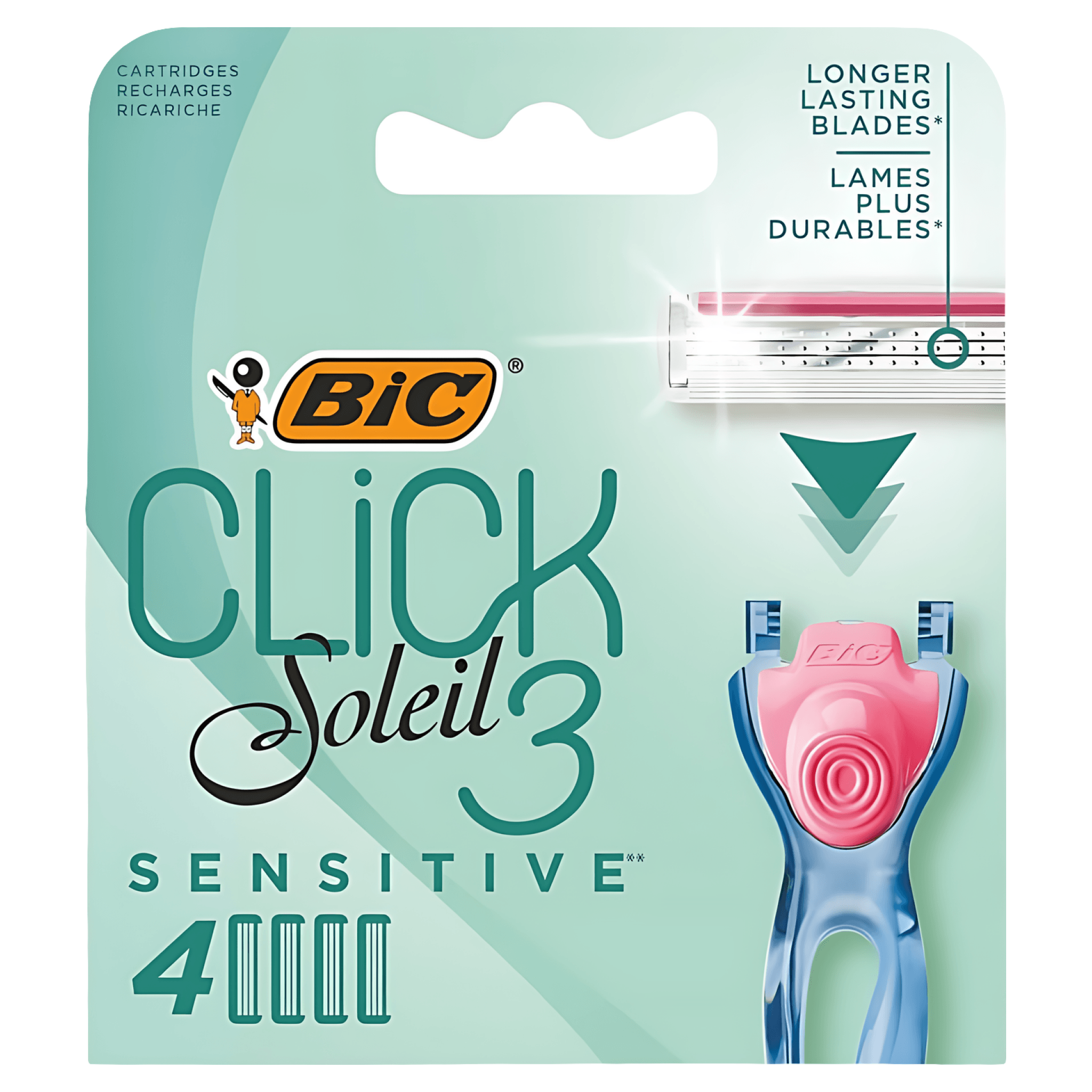 4 rezerve pentru aparatul de ras BIC Soleil Clic Sensitive B2 cu 3 lame