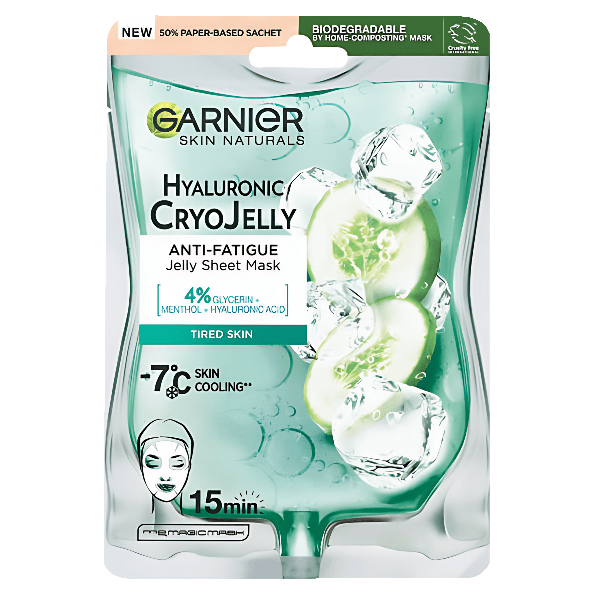 Masca servetel Garnier Skin Naturals Cryo Jelly, efect hidratant si racoritor, 27 g