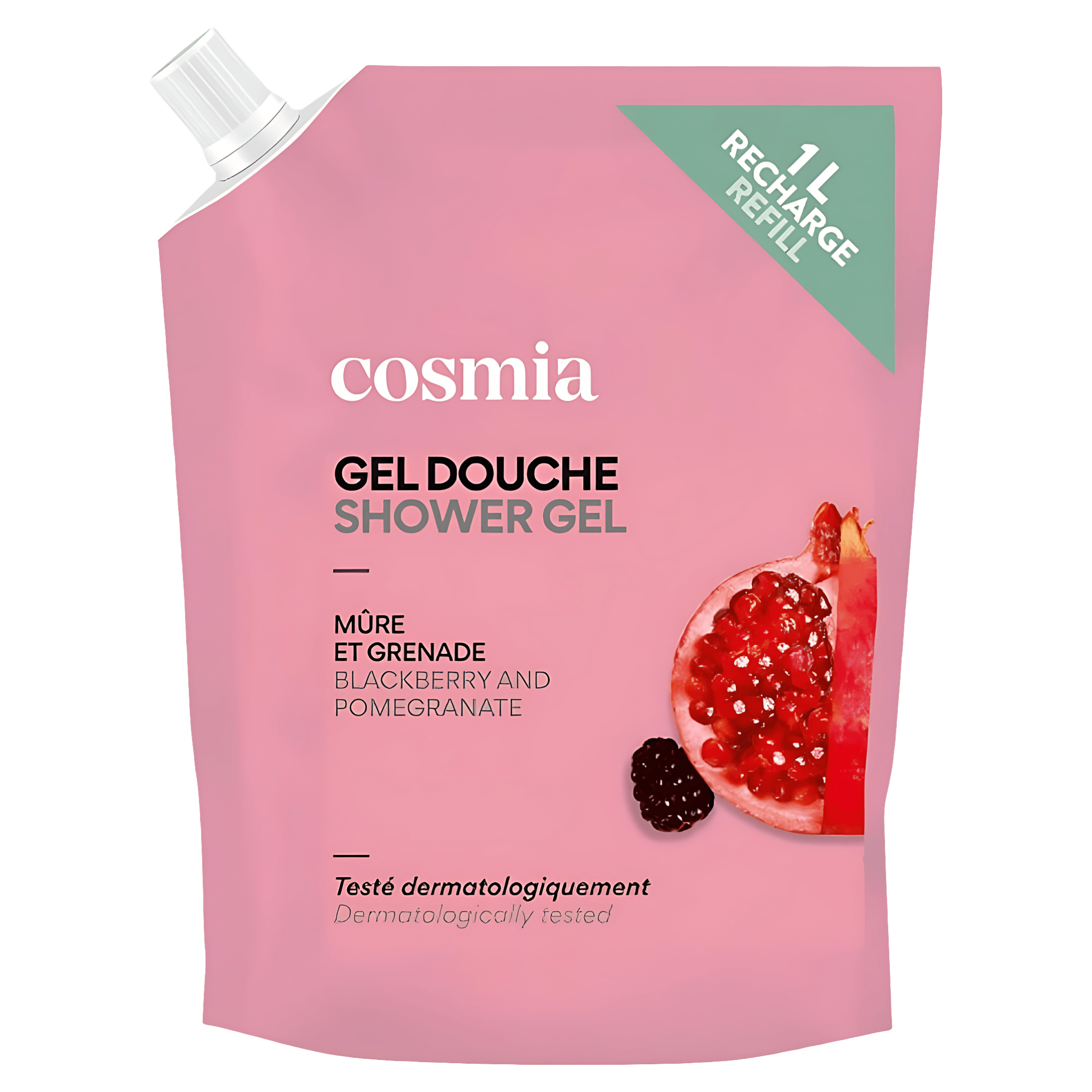 Rezerva gel de dus Cosmia, cu parfum de mure si rodie, 1 l