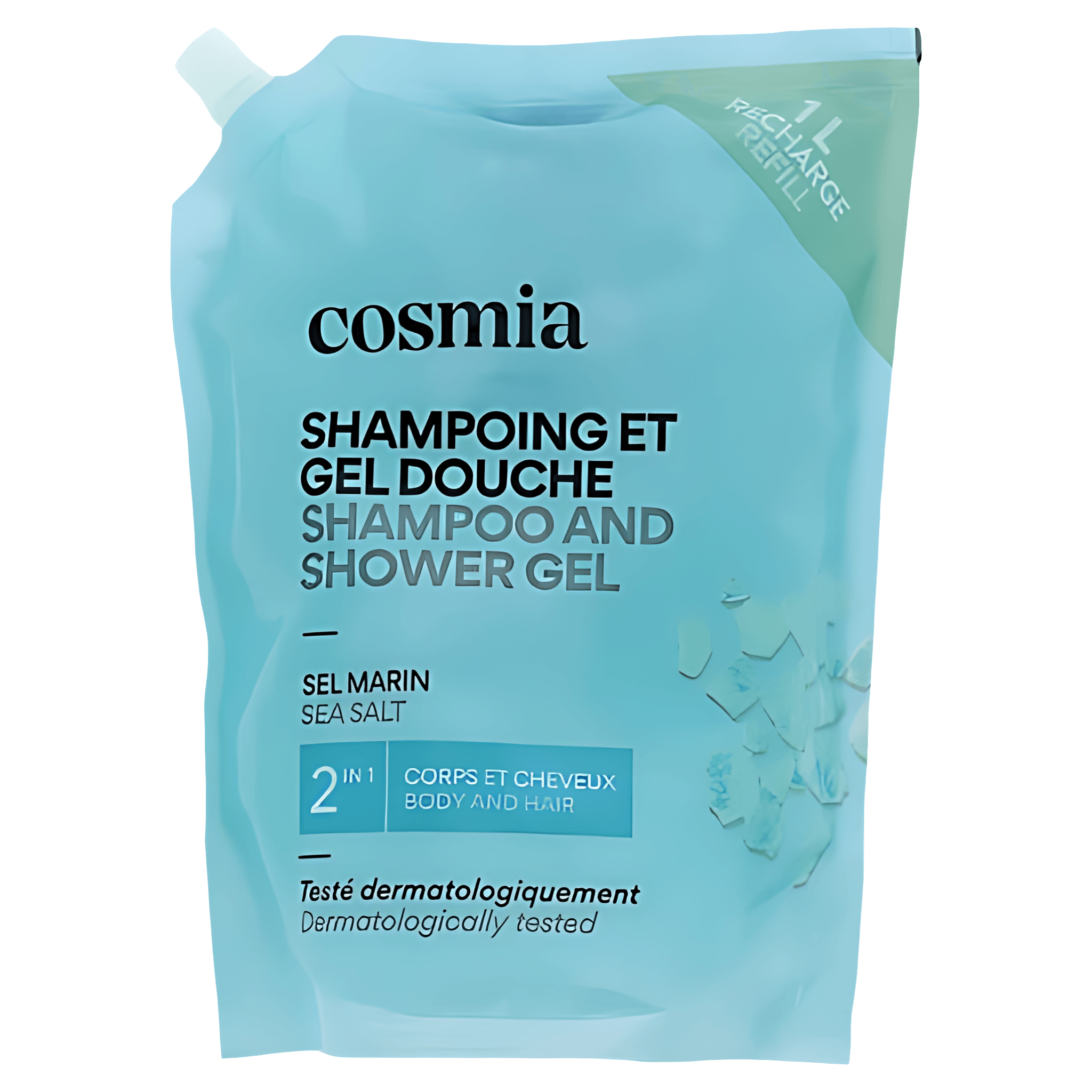 Rezerva gel de dus si sampon Cosmia, cu sare de mare, 1 l