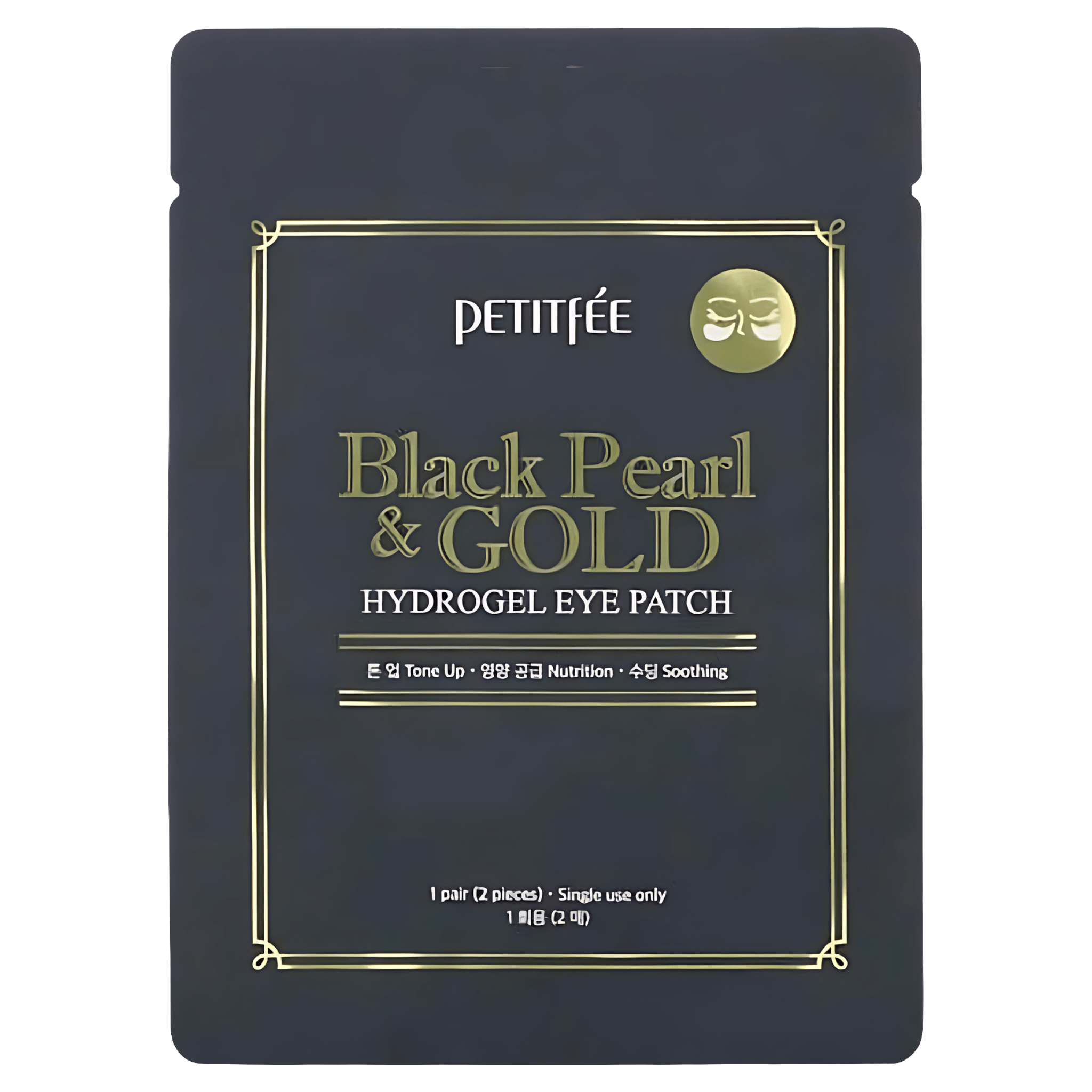 Plasturi de hidrogel Petitfee, cu perle negre si aur, 2 bucati