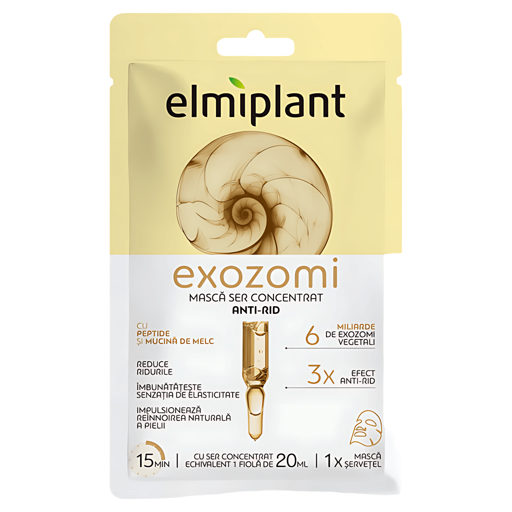 Masca servetel cu ser anti-rid Elmiplant Exozomi, 1 bucata, 20 ml