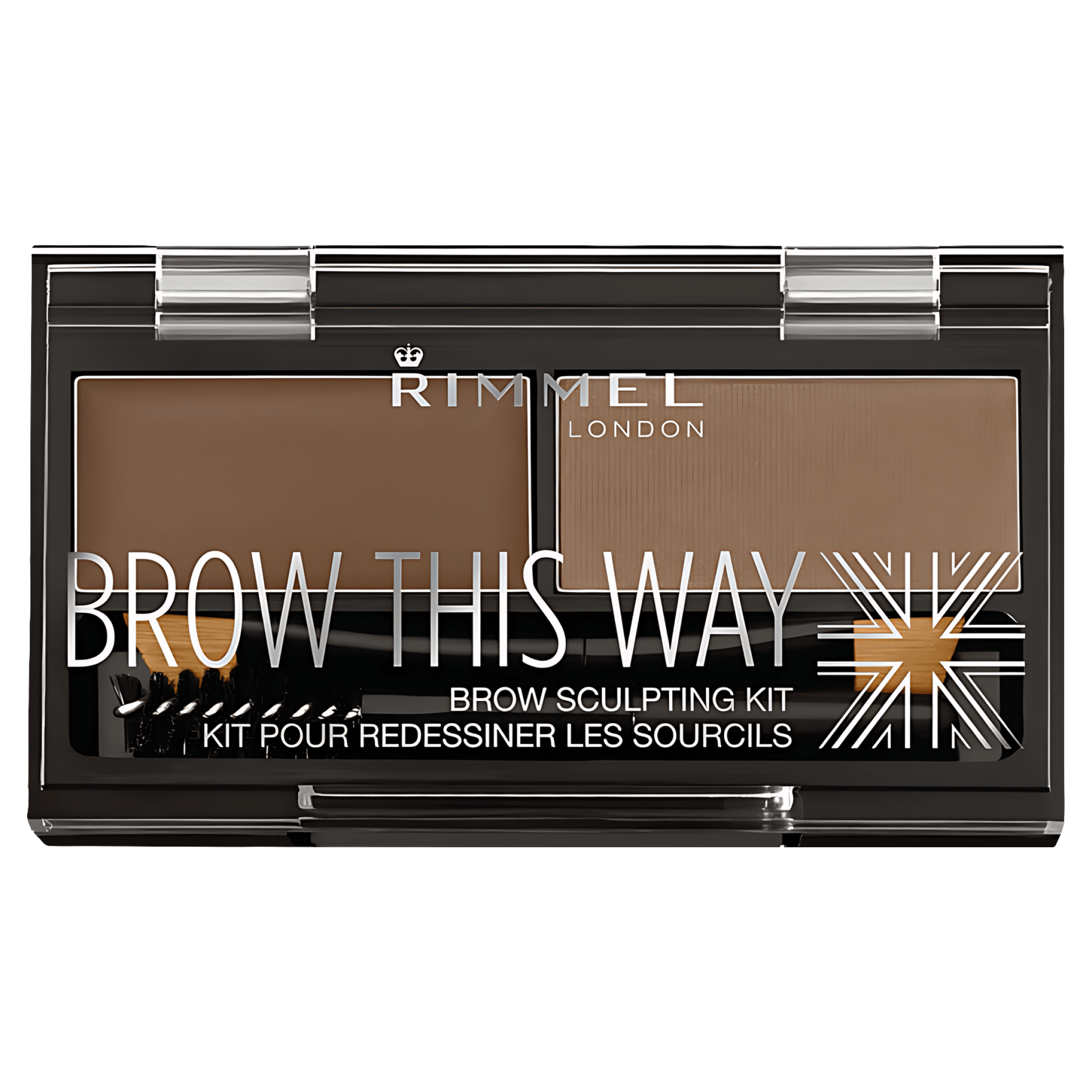 Kit pentru conturarea sprancenelor Rimmel Brow This Way, 002 Medium Brown, 1.4 g