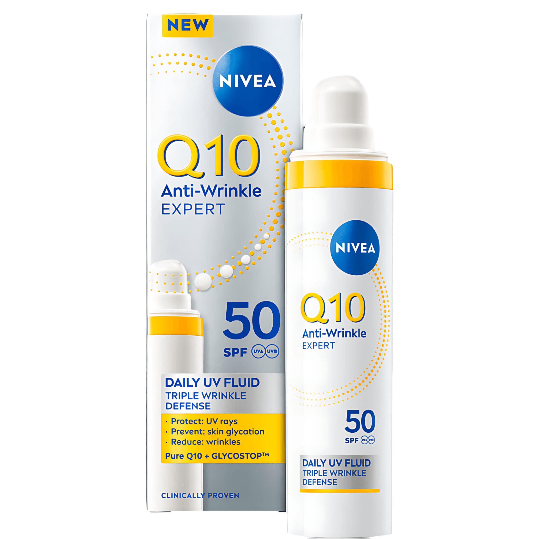 Fluid de zi antirid NIVEA Q10 cu protectie UV SPF 50, 40 ml