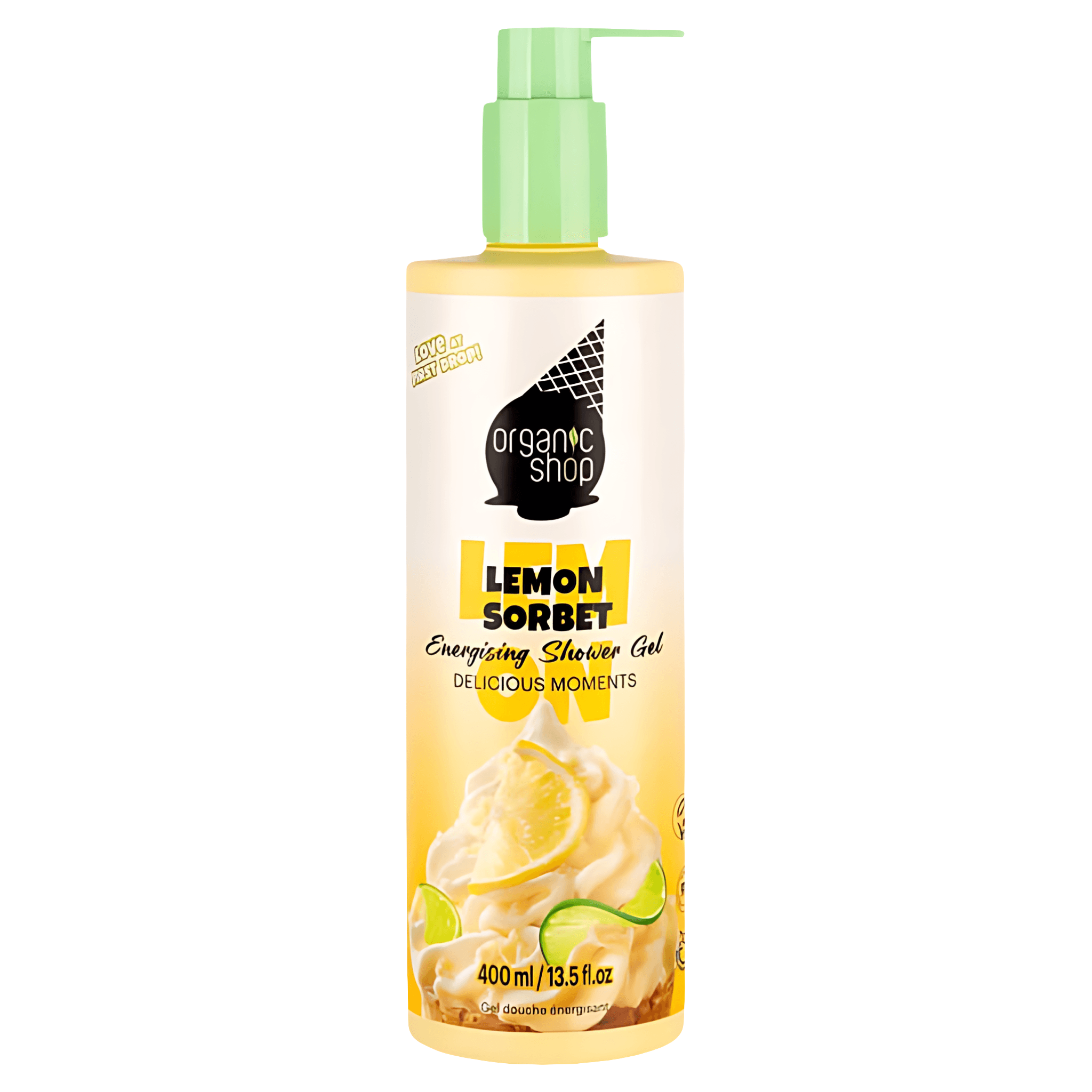 Gel de dus energizant Organic Shop Lemon Sorbet, 400 ml