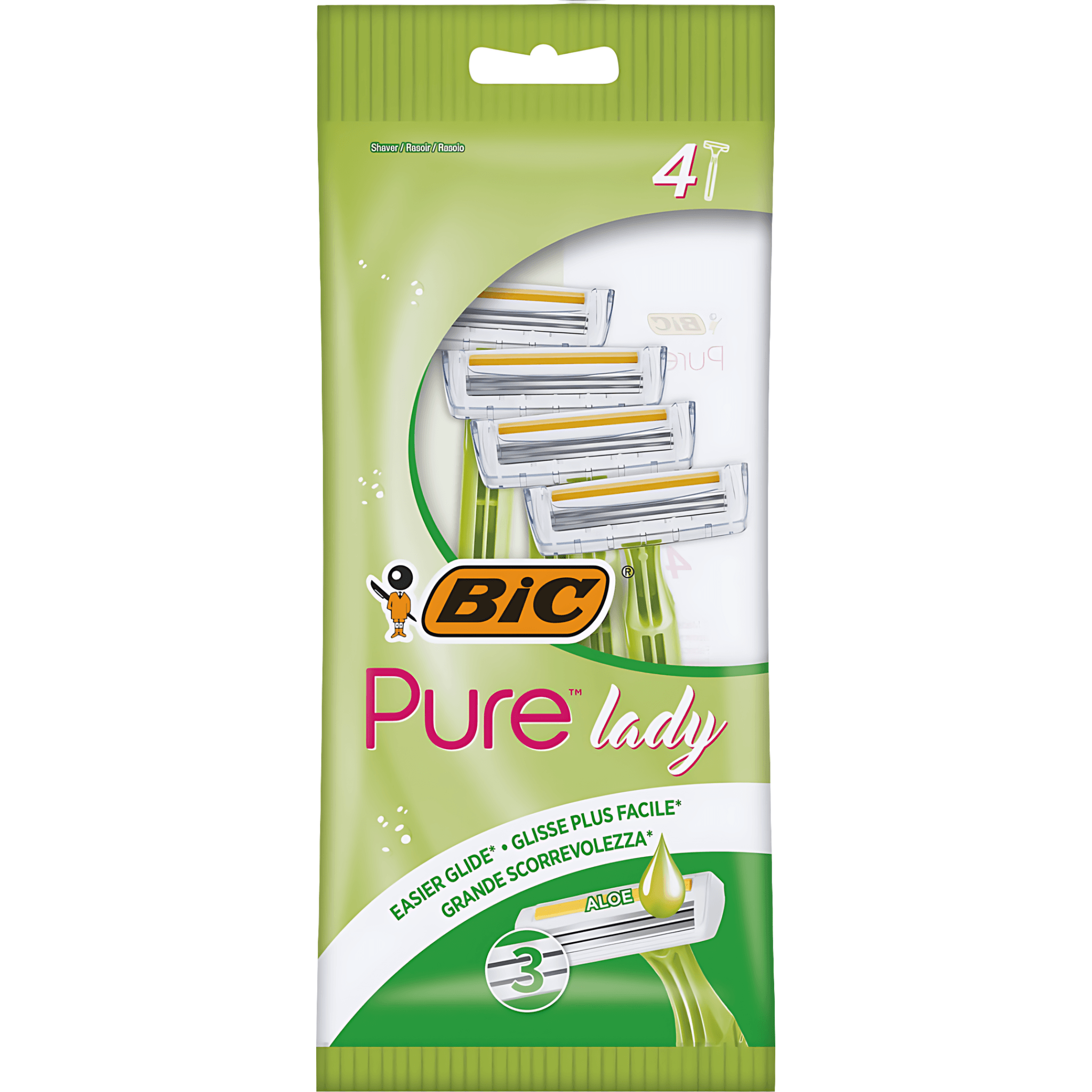 Aparat de ras dispozabil pentru femei Bic Pure Lady, 3 lame, 4 bucati