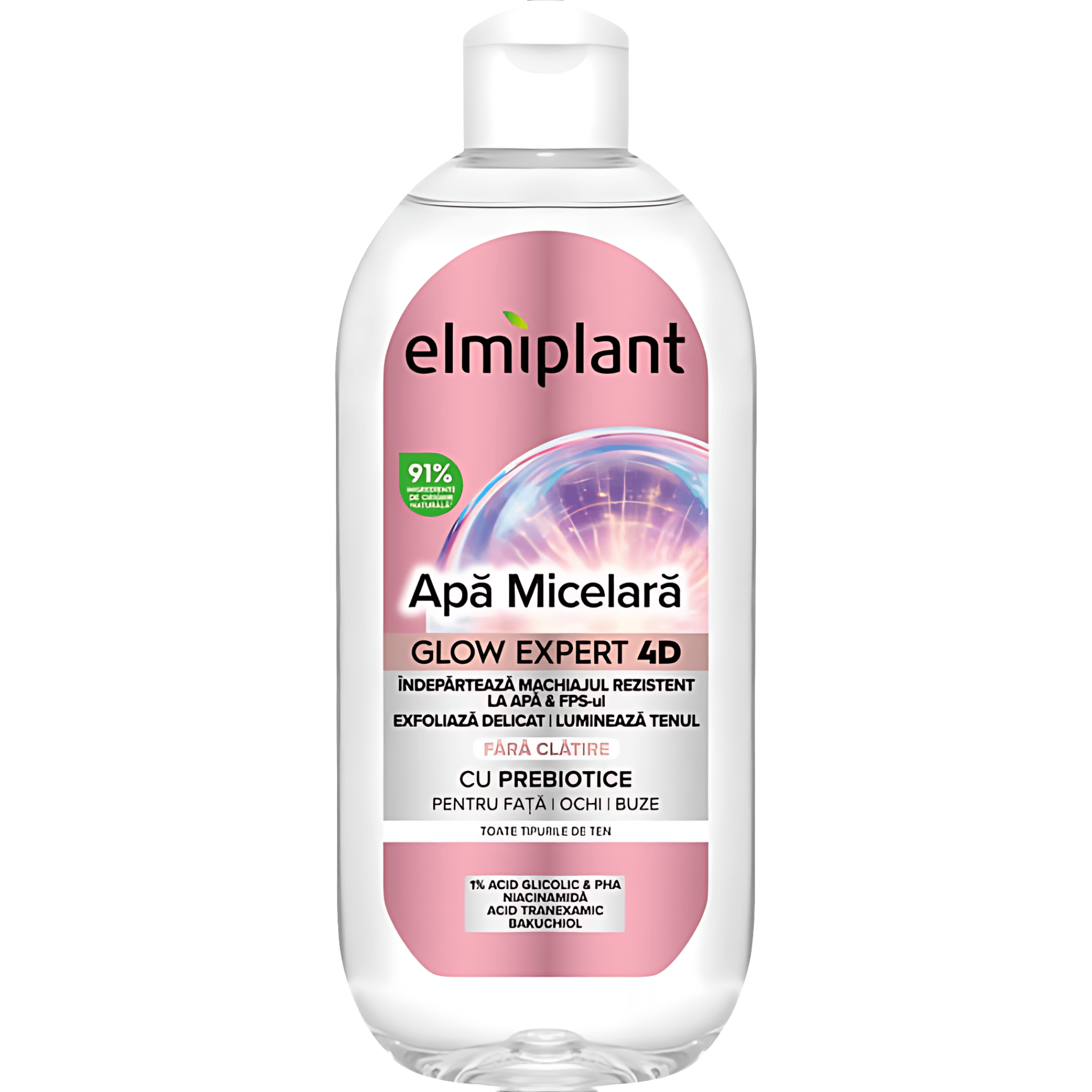 Apa micelara cu prebiotice Elmiplant Glow Expert 4D, 400 ml