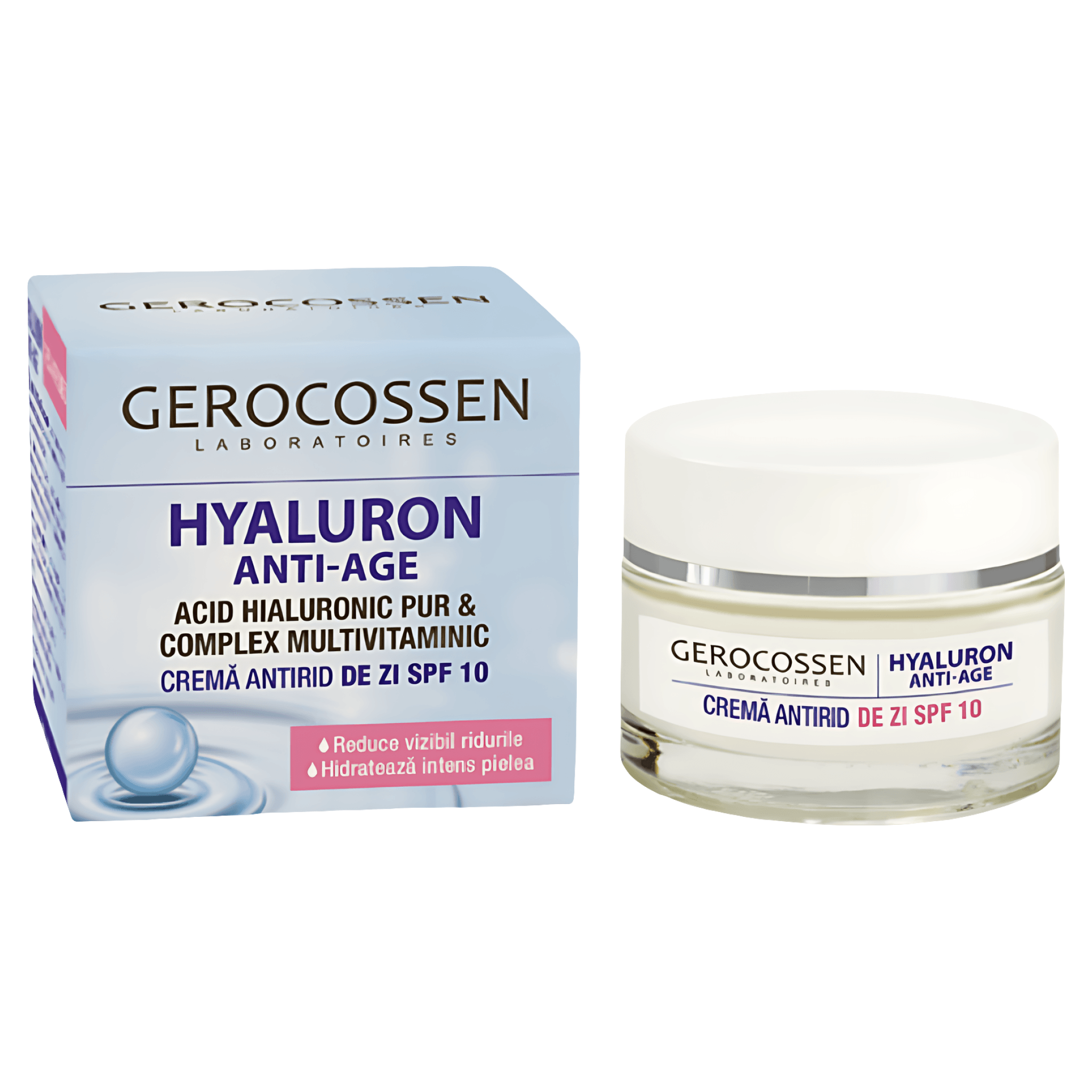 Crema antirid de zi Gerocossen cu acid hialuronic si filtru UV, 50ml