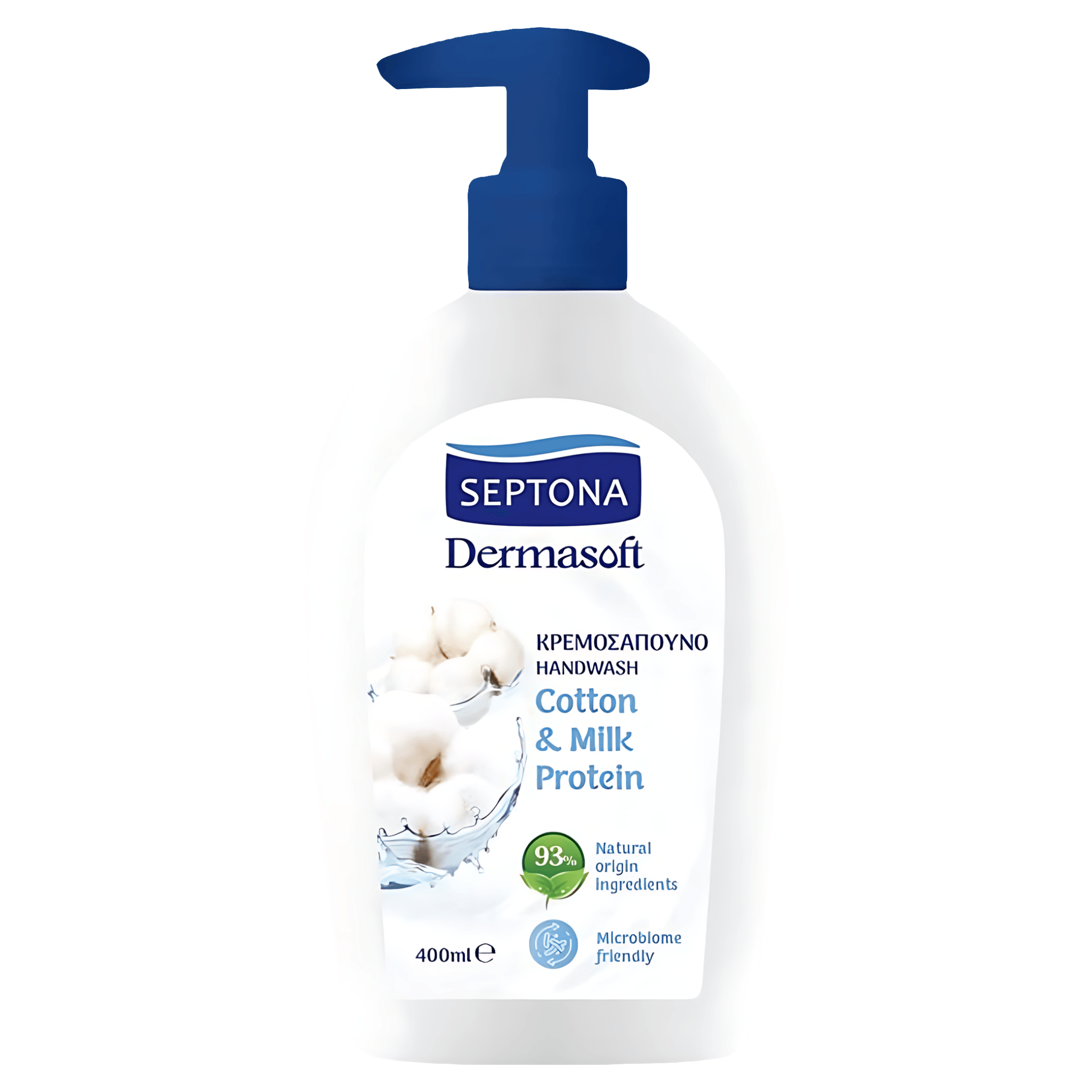 Sapun lichid Septona Dermasoft, aroma de bumbac si proteina din lapte, 400 ml