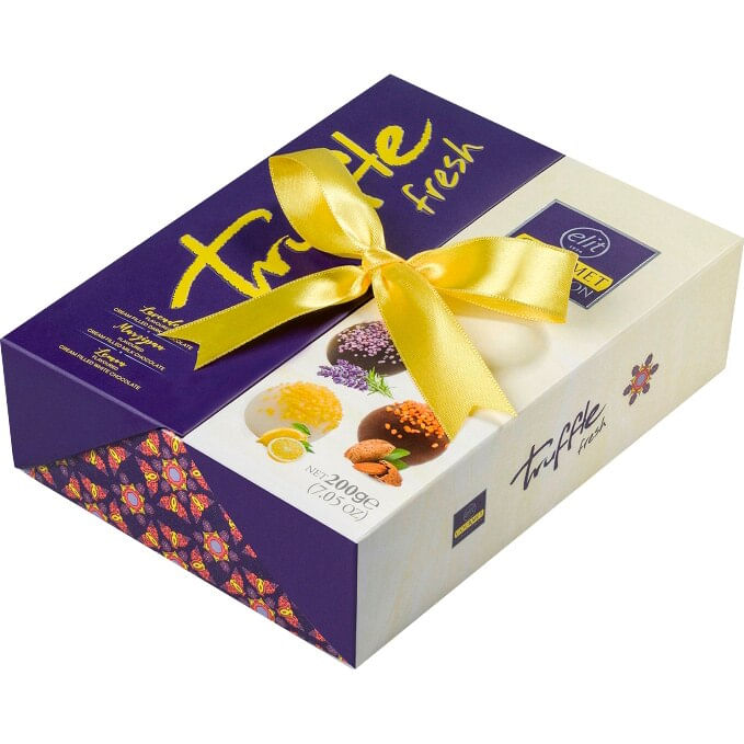 Trufe de ciocolata cu lavanda, martipan si lamaie Elit, 200 g