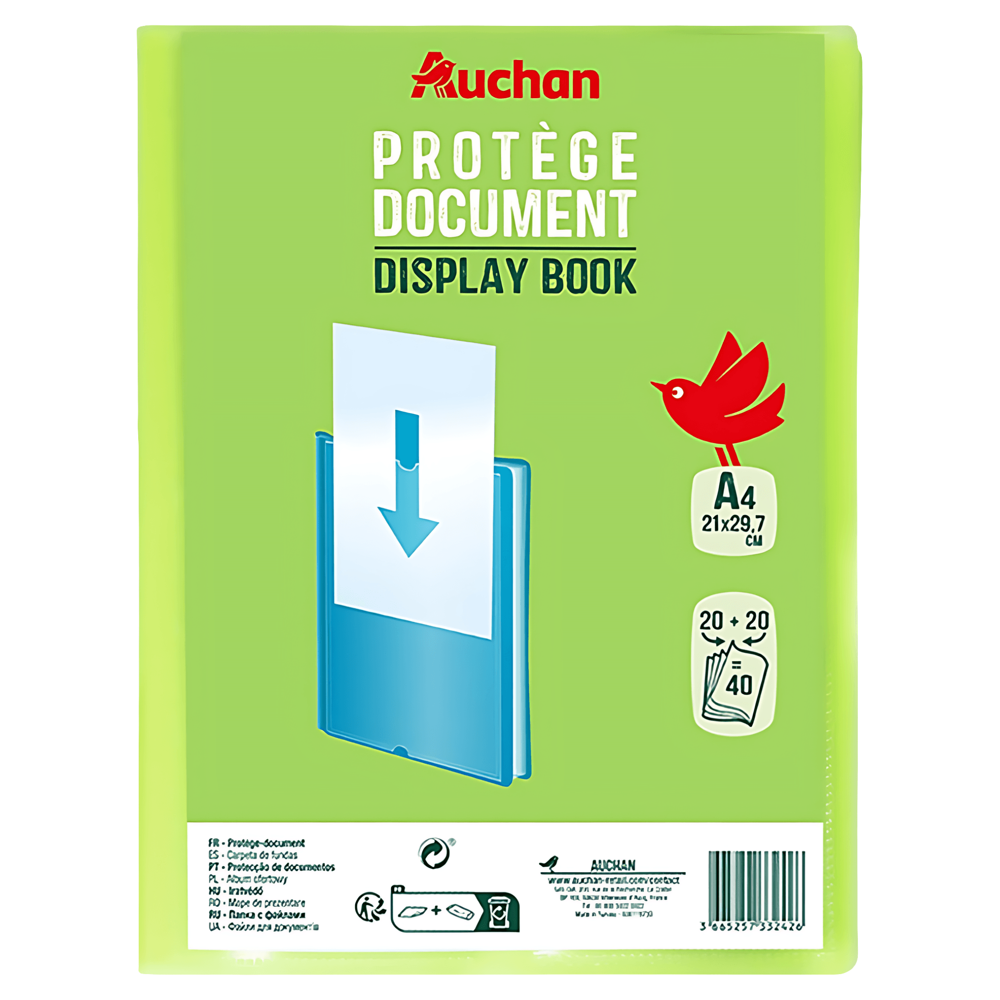 Mapa A4 transparenta Auchan, 40 file, diverse culori