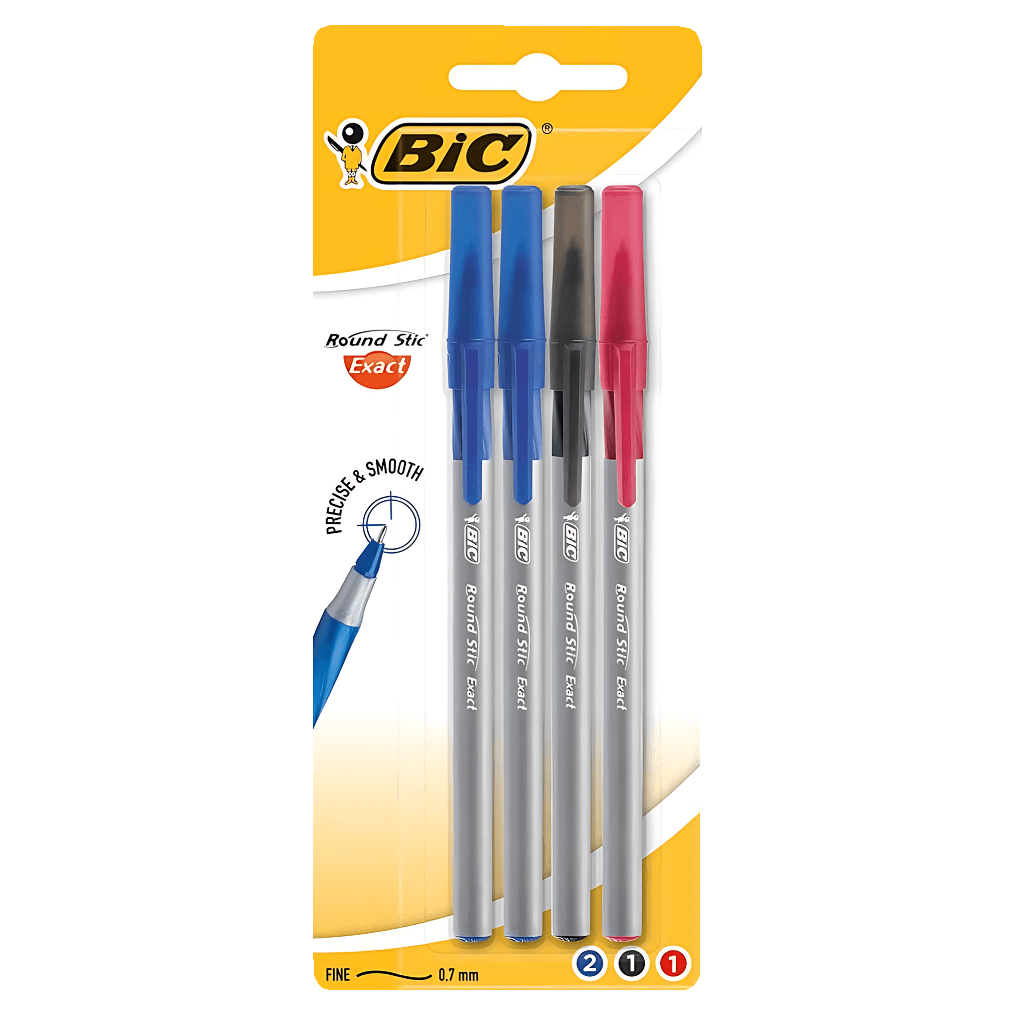 Pachet pixuri Bic Round Stic Exact asortate punga cu 4 bucati