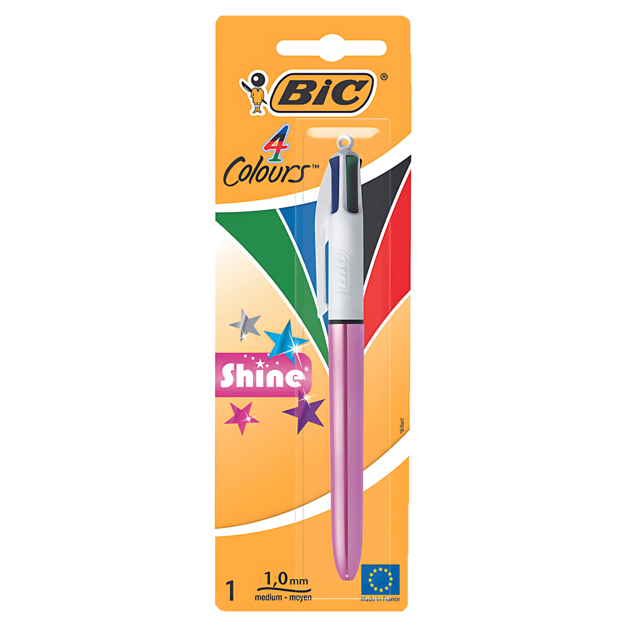 Pix Bic 4 color cu varf retractabil, corp metalic, culoare albastru