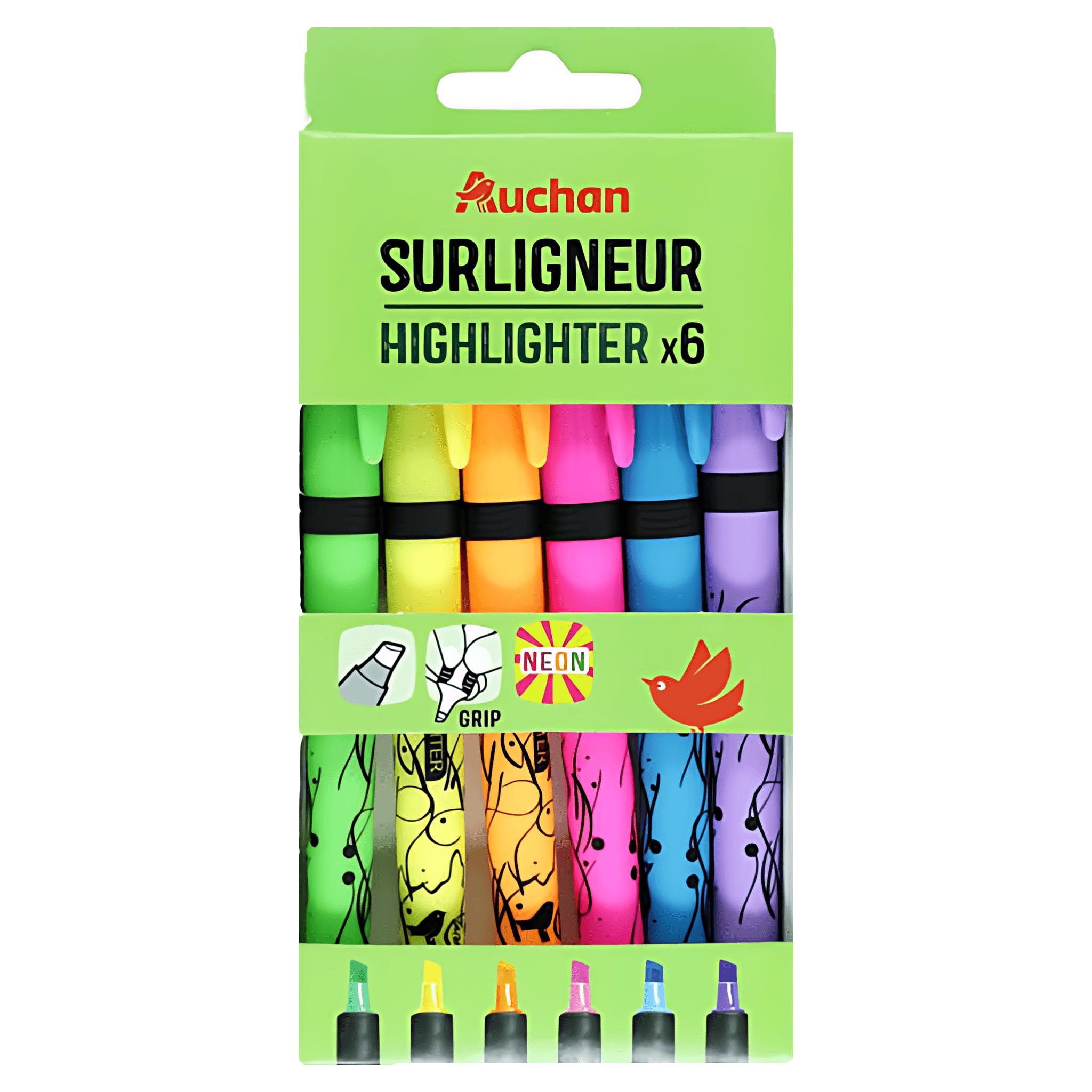 Textmarkere Auchan, set de 6 bucati