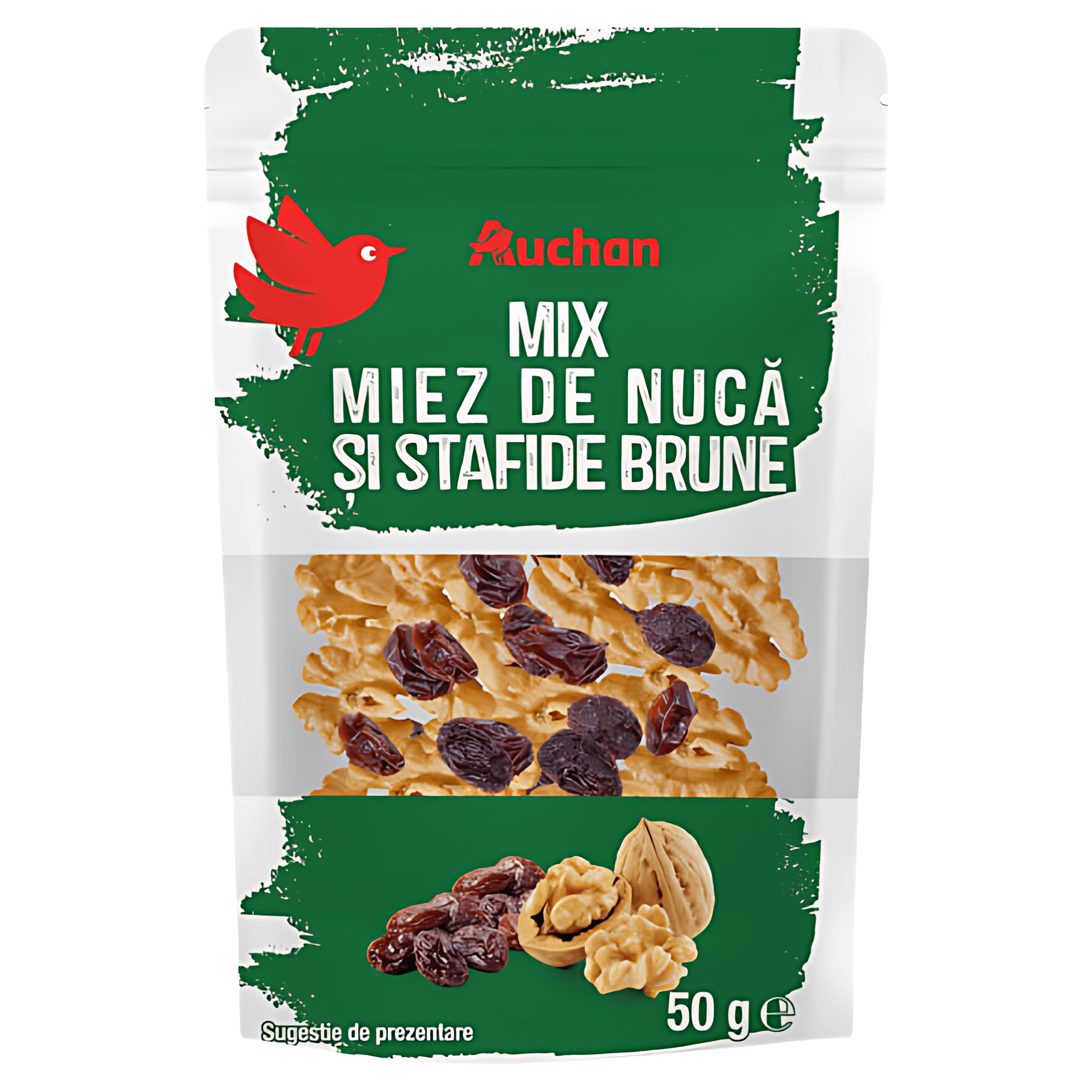 Mix de nuca si stafide brune Auchan, 50 g