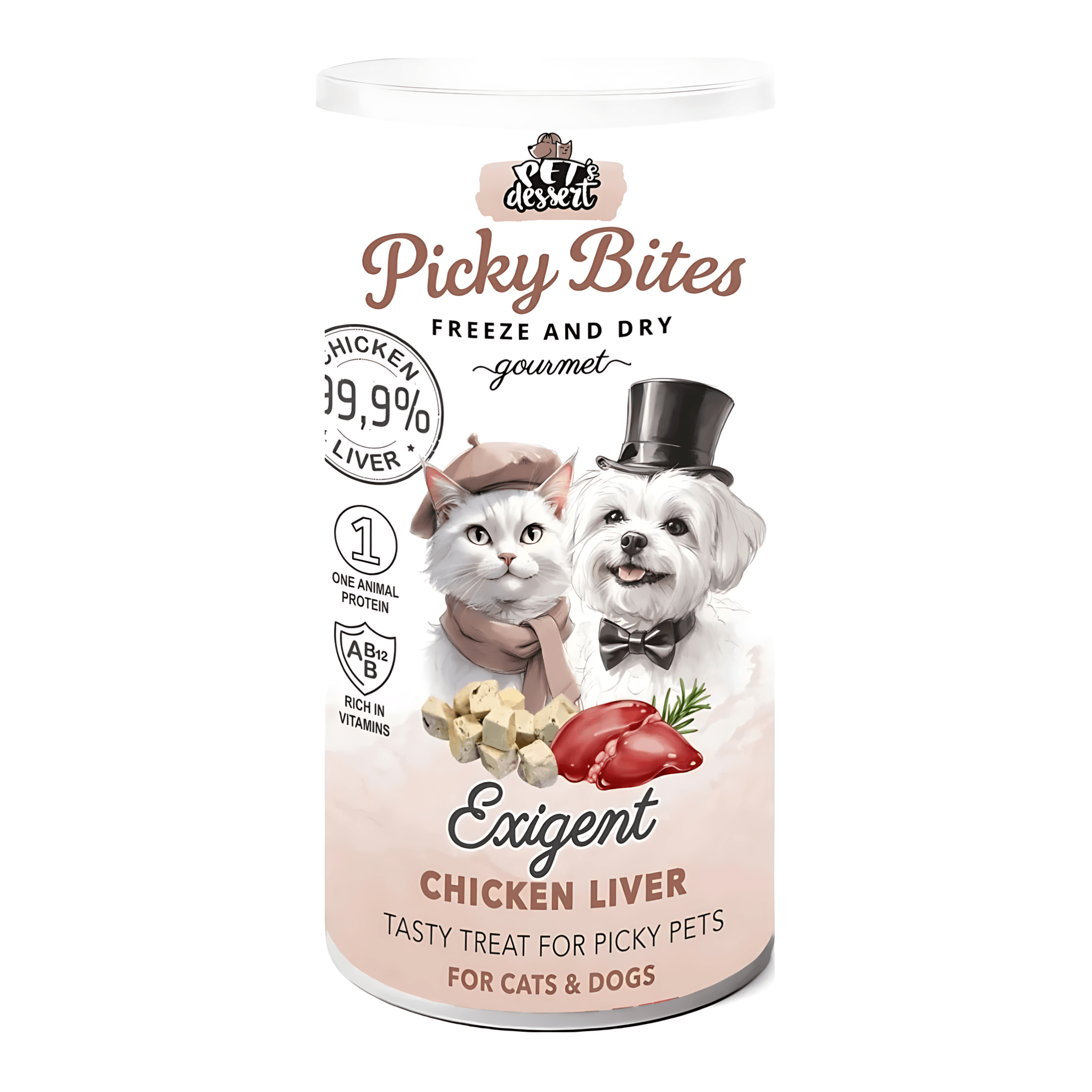 Recompense pentru pisici Pet's Dessert Picky Bites Exigent, ficat de pui, 30 g